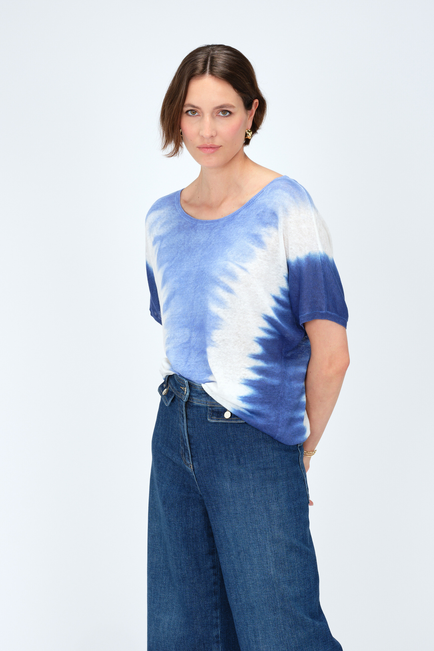 mila2 Trui 100 Linnen blauw turquoise vrouw