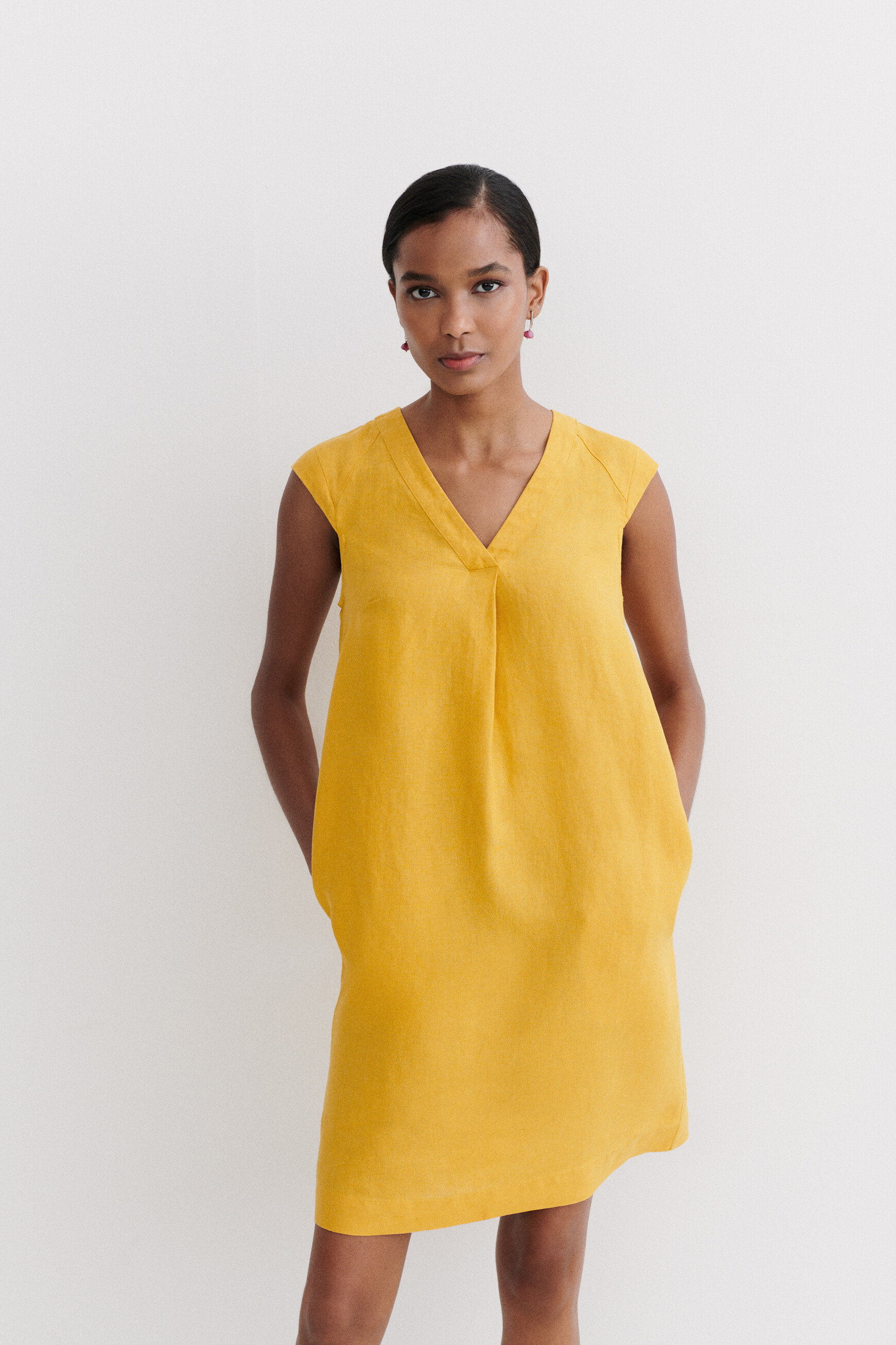 robe pamela 100 lin jaune or femme robe pamela 100% lin jaune or femme