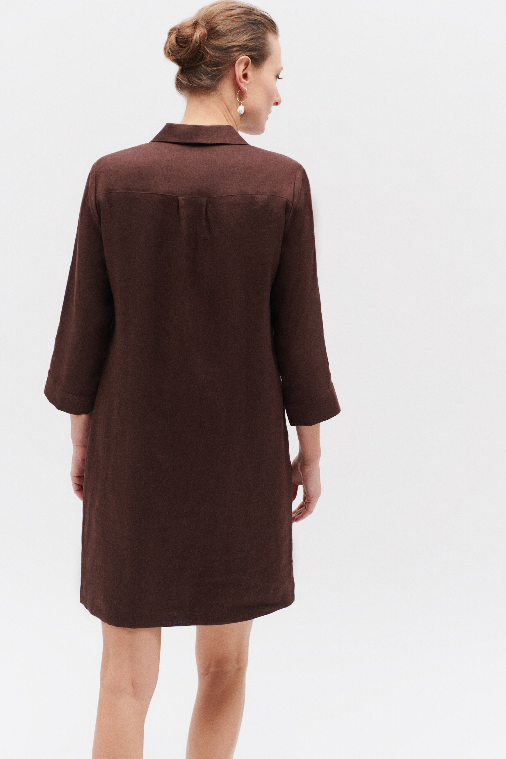 robe meyer 100 lin marron fonce femme