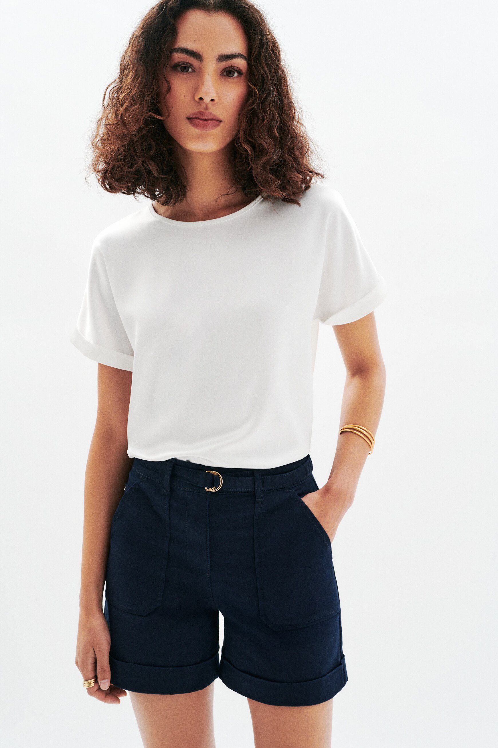 Short Sitano bleu marine femme