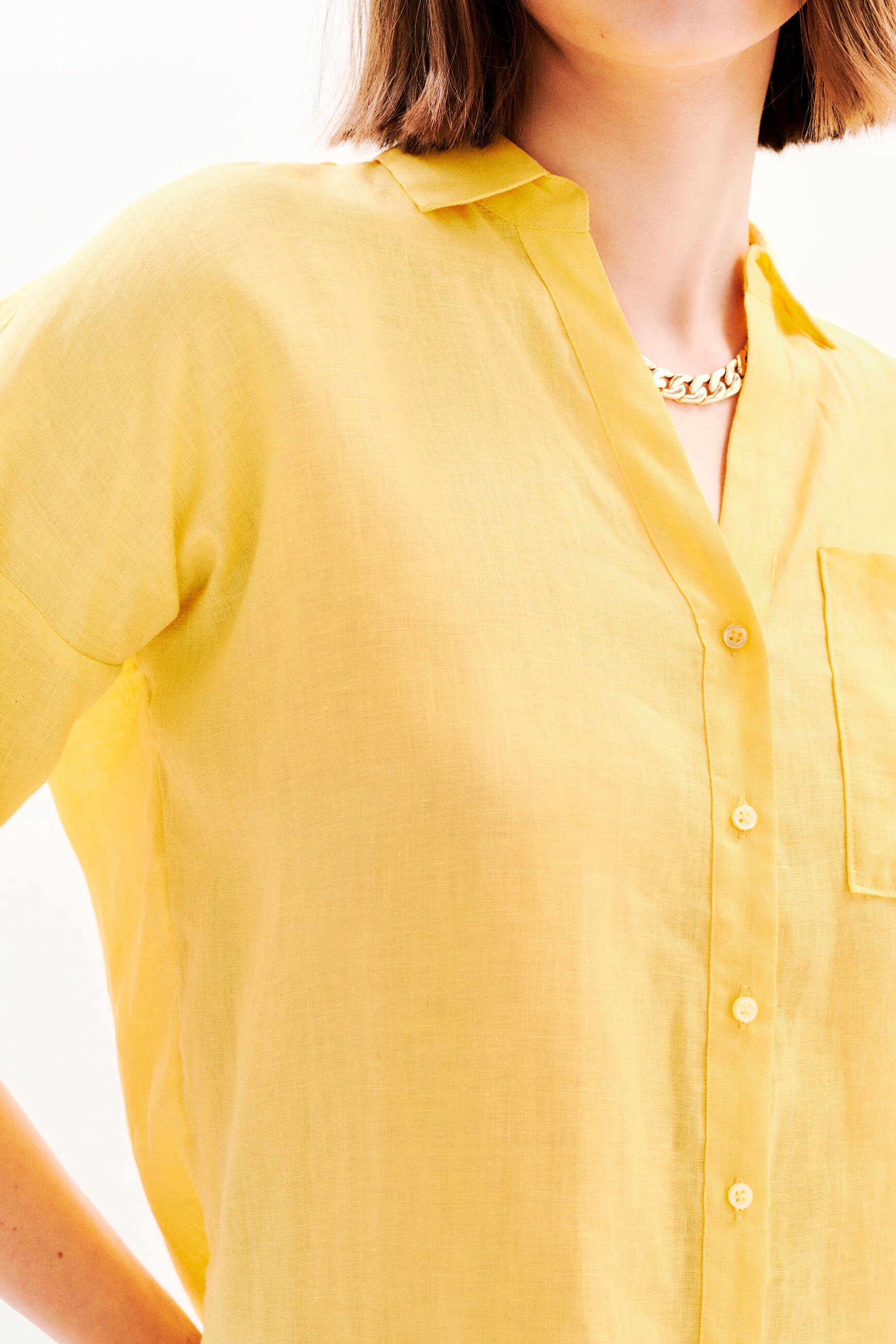 camisa csandinette 100 lino amarillo limon mujer Camisa Csandinette 100% lino amarillo limón mujer