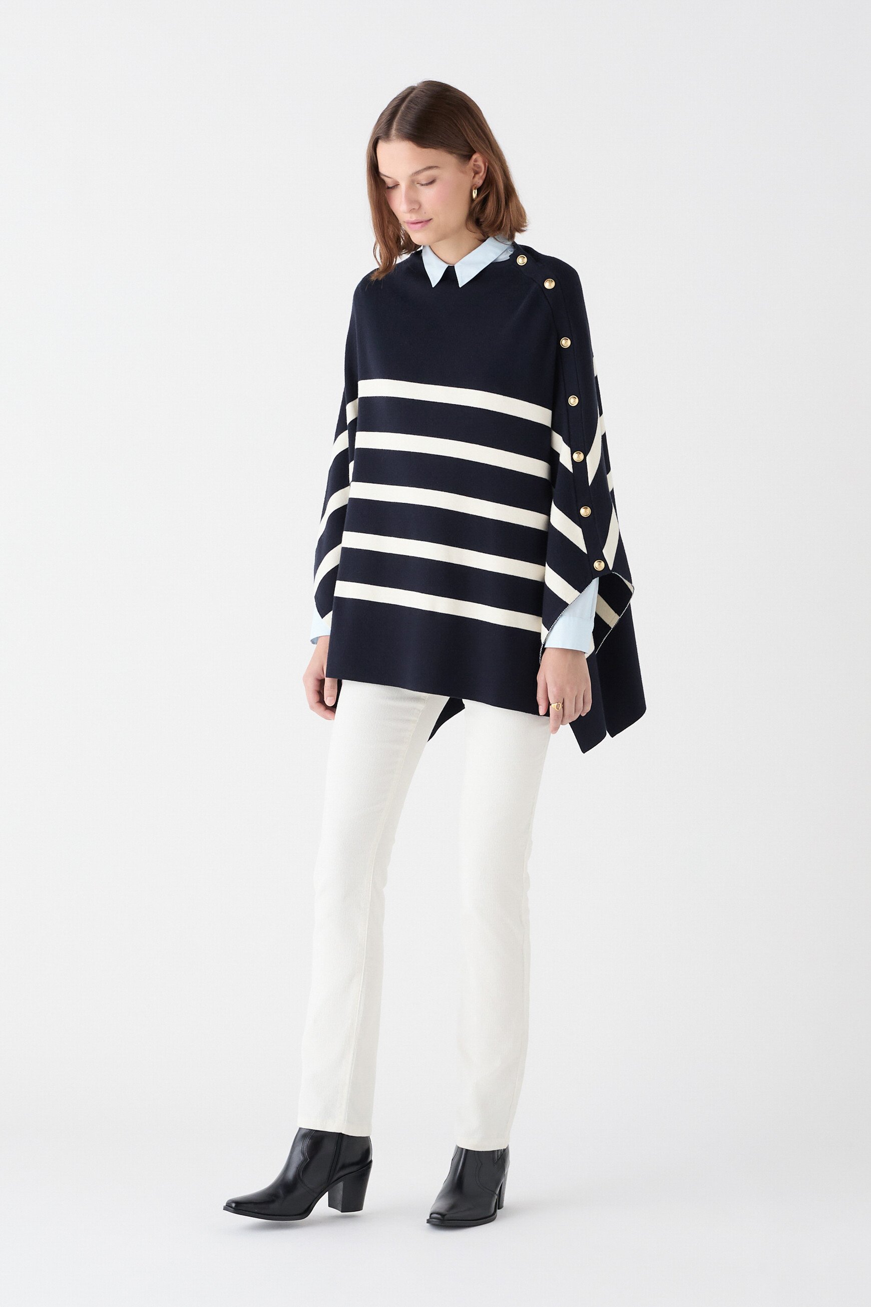Helvirane poncho navy blue woman