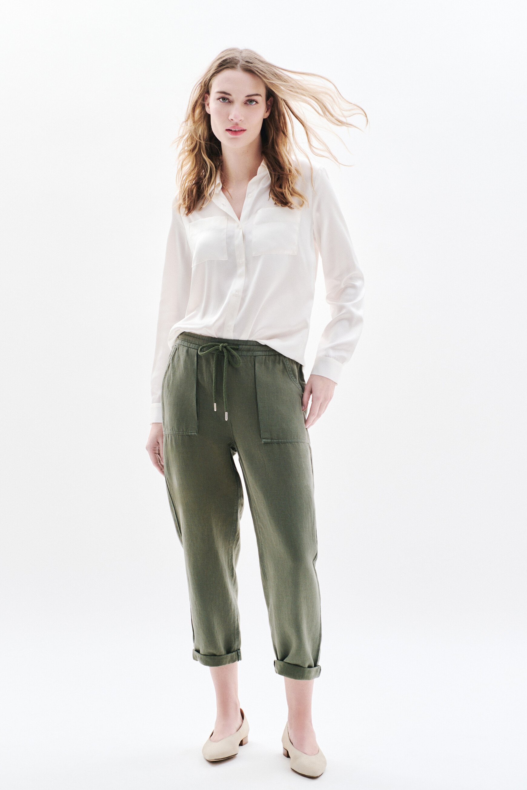 pantalon ignace verde caqui mujer Pantalón ignace verde caqui mujer