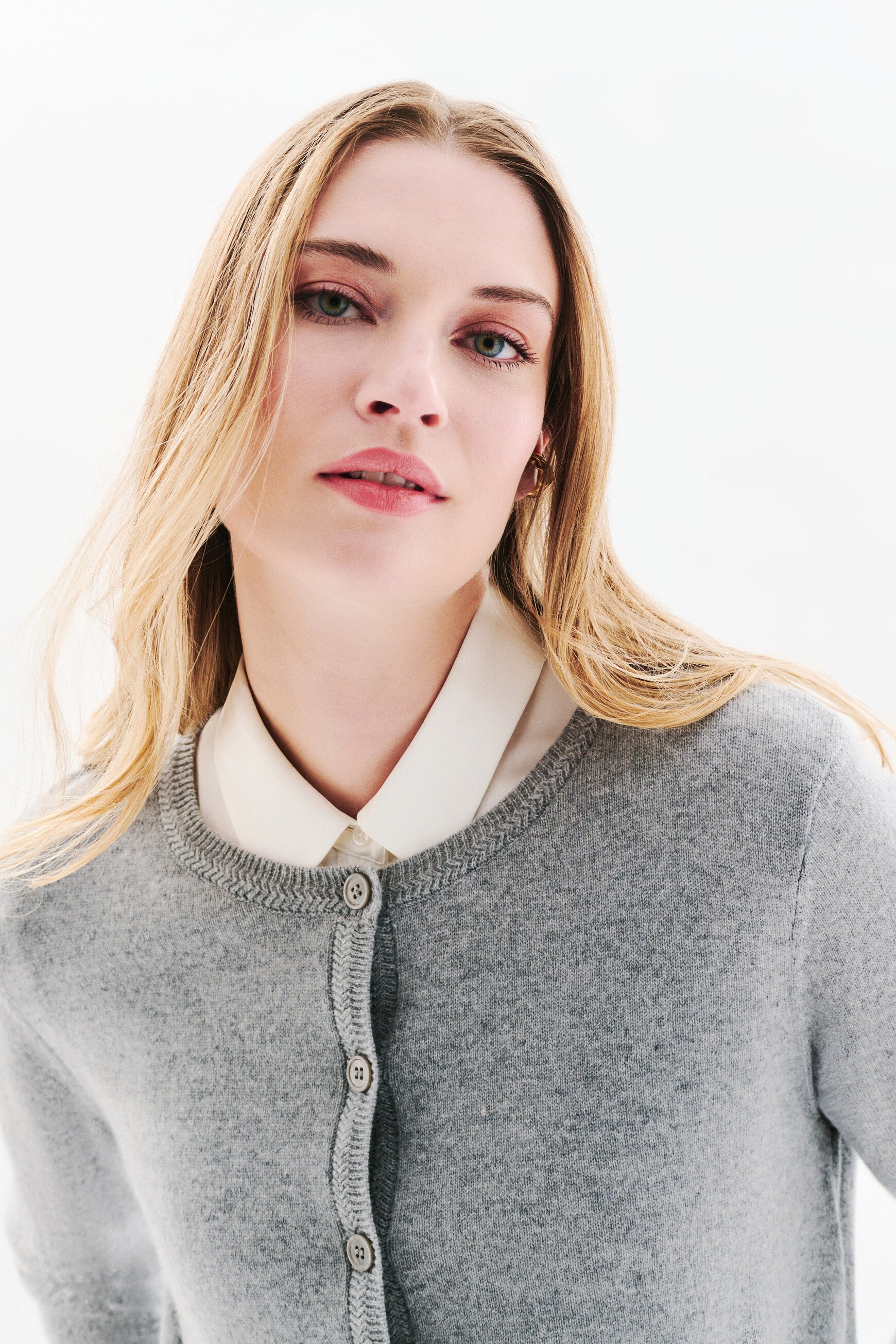 Cardigan mcaroline 100 % kaschmir grau damen