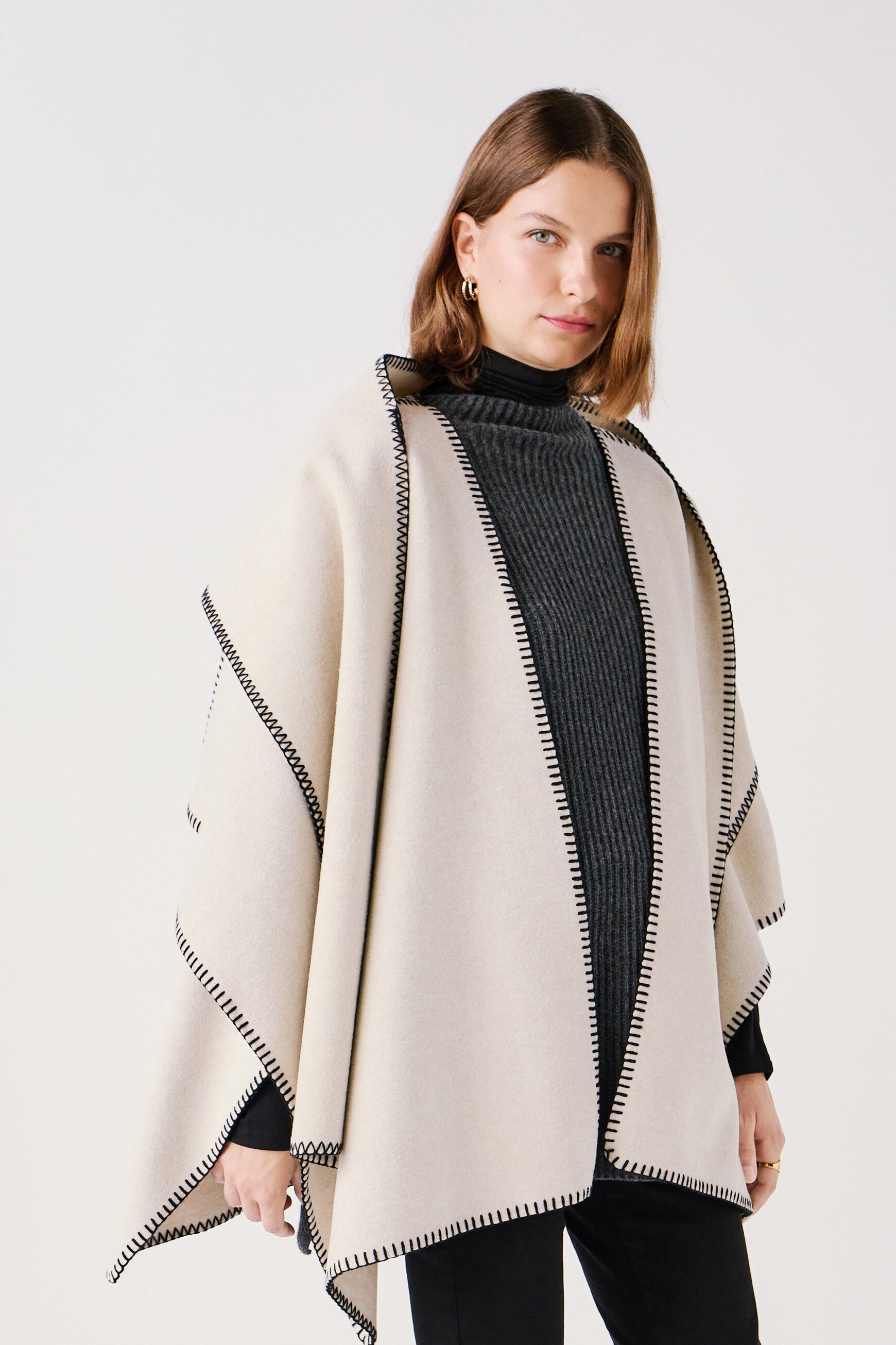 Poncho hester beige woman