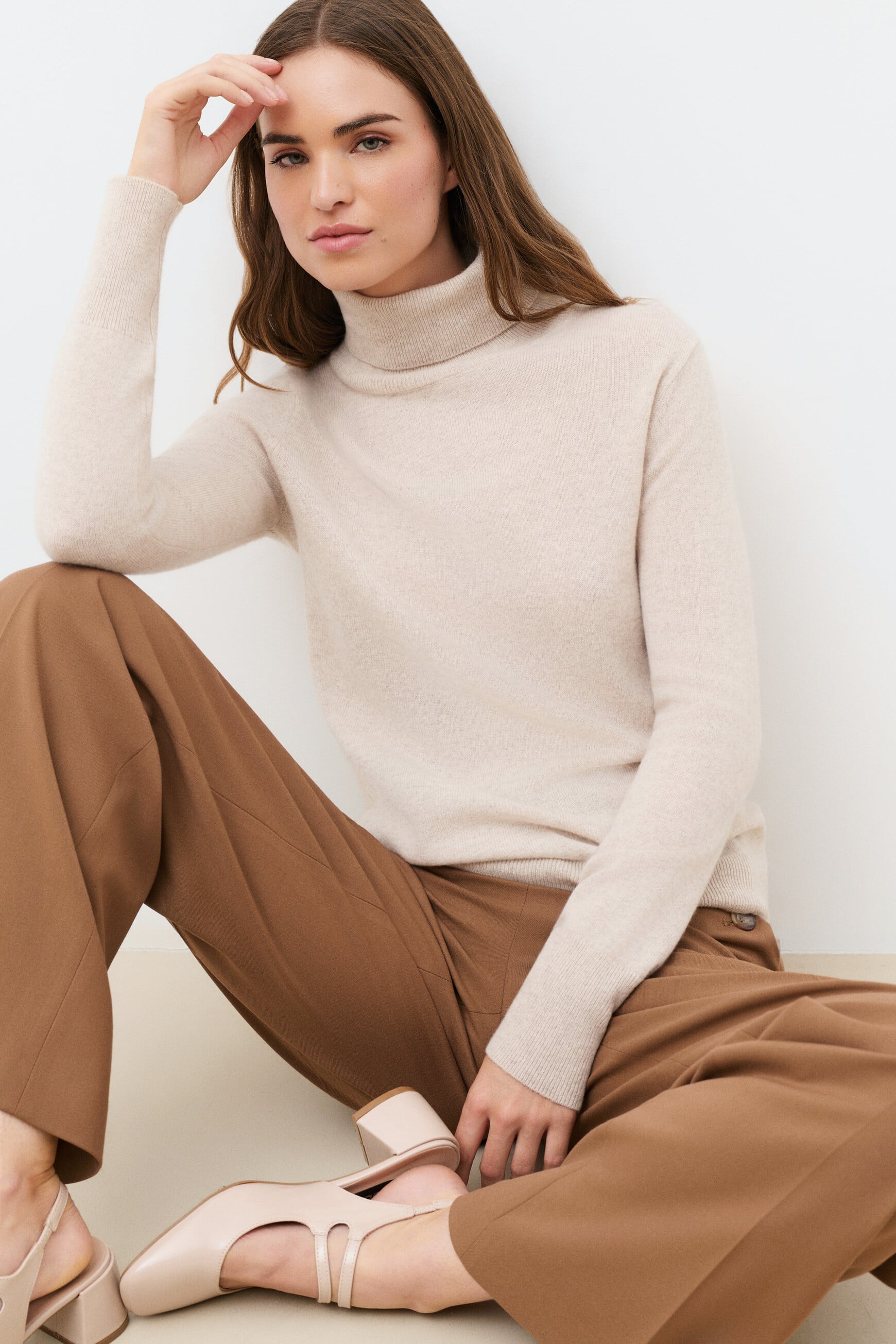 Dylan sweater 100% cashmere sand woman
