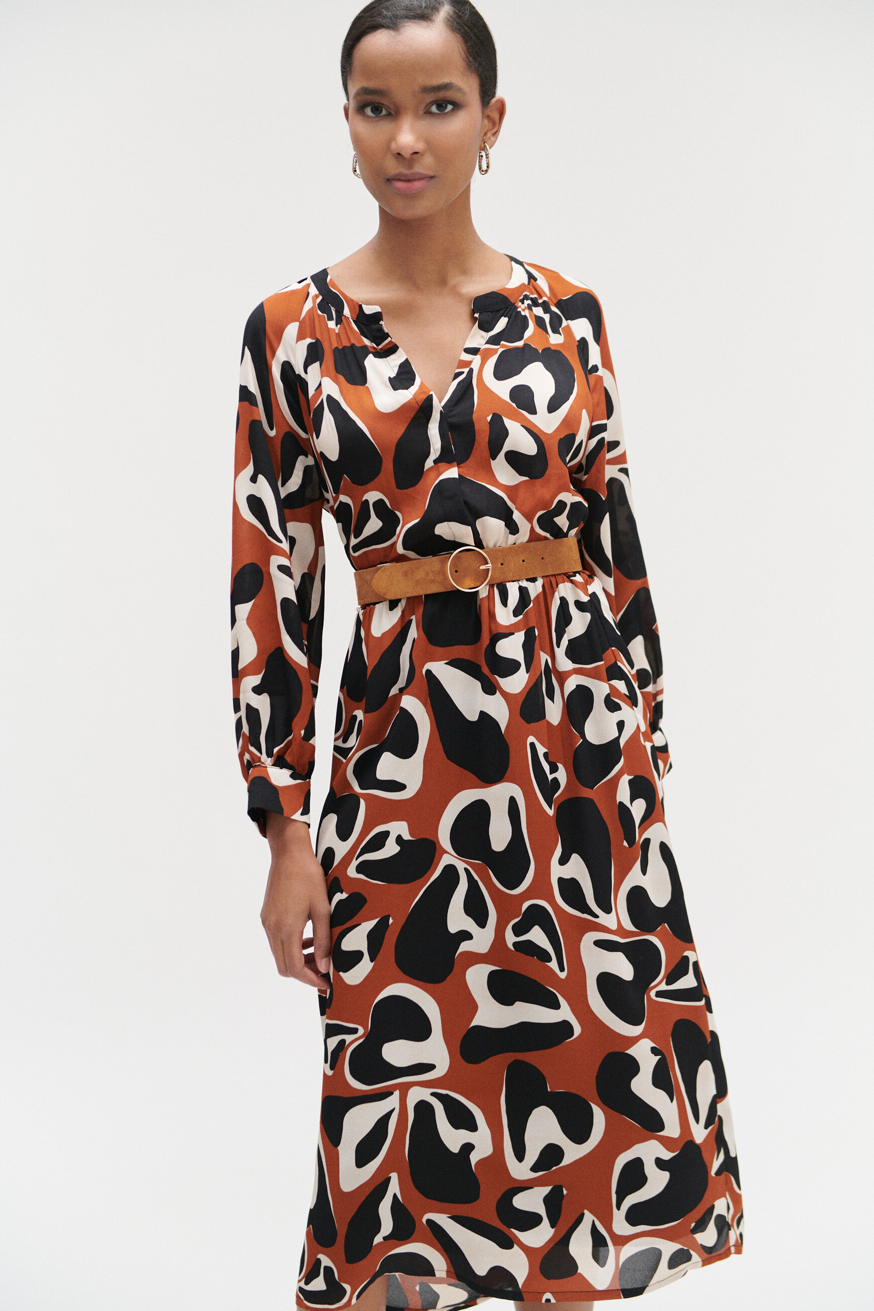 Bedrucktes Kleid Macha cognacbraun damen