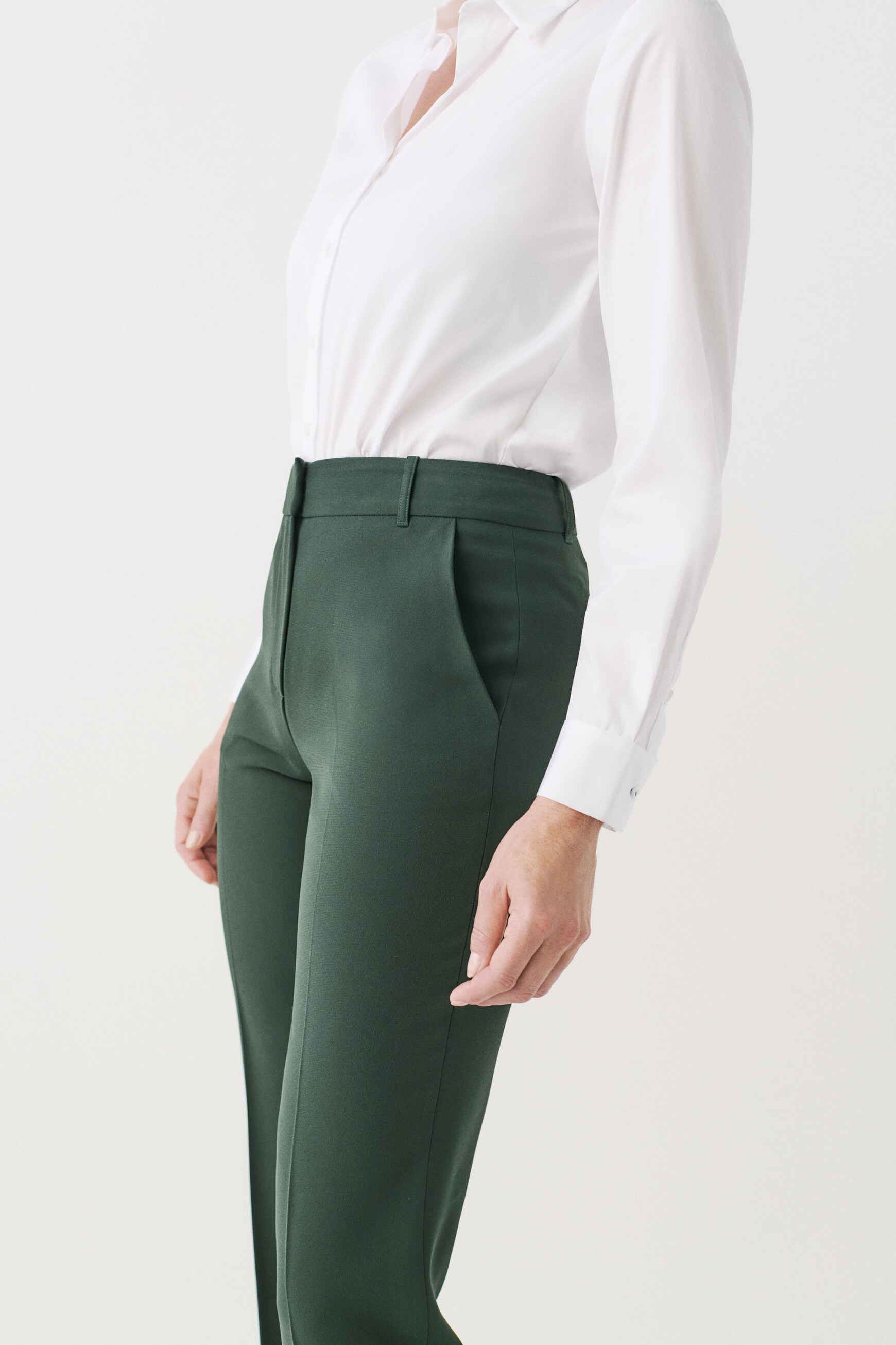 Pantalon Chloé Dee – Vert Foncé, Taille 42, Coton/polyester, Neuf Avec étiquettes