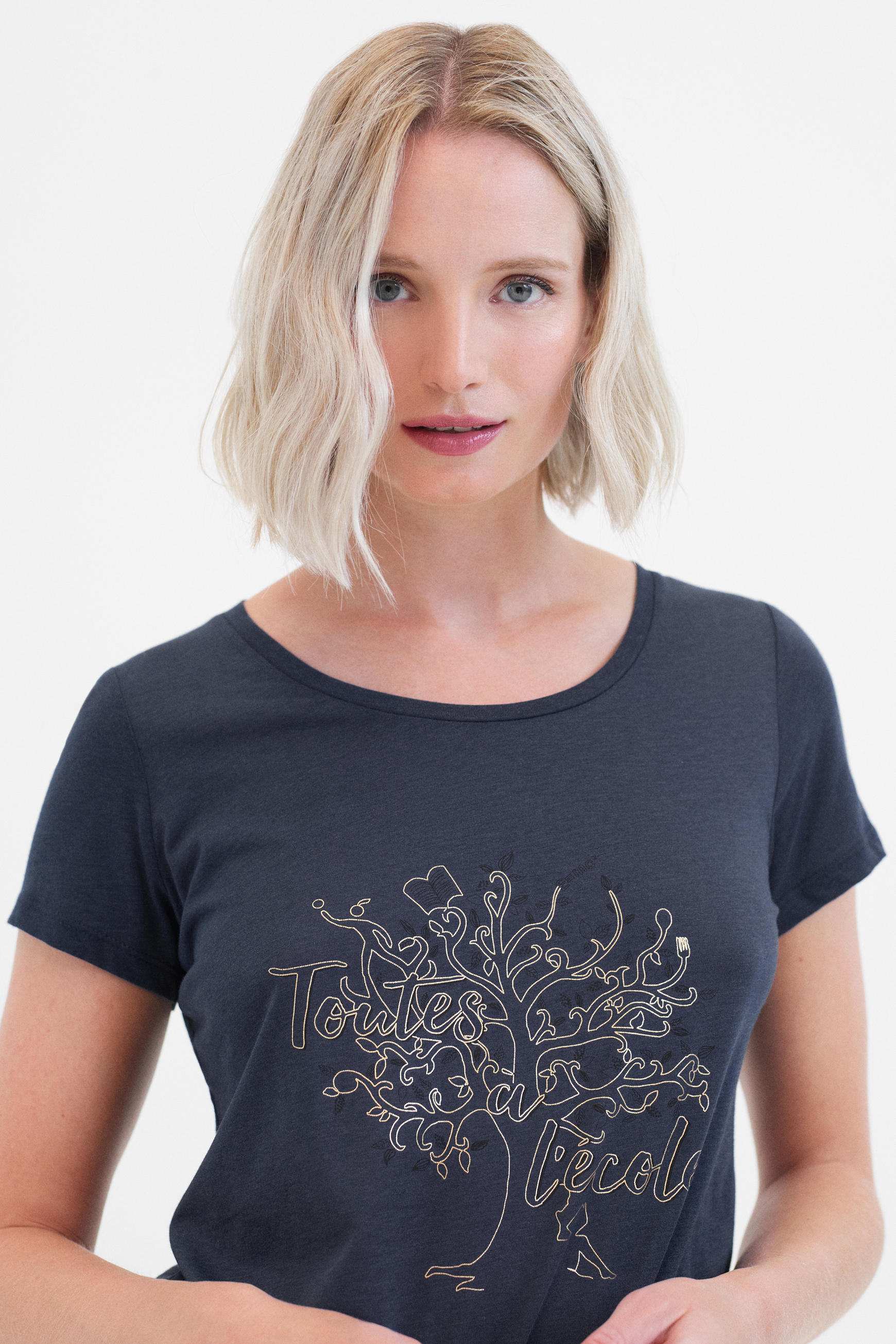 t-shirt nessa bleu marine femme