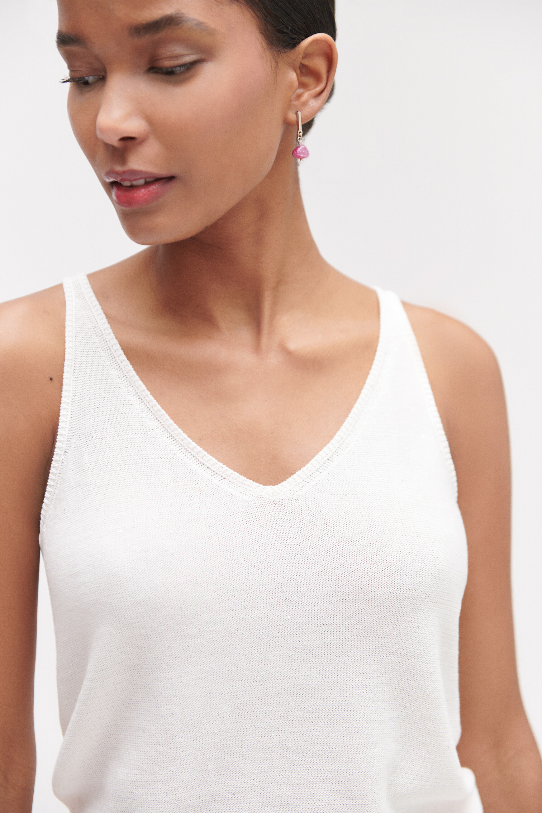 debardeur john en maille de coton ivoire femme Débardeur john en maille de coton ivoire femme