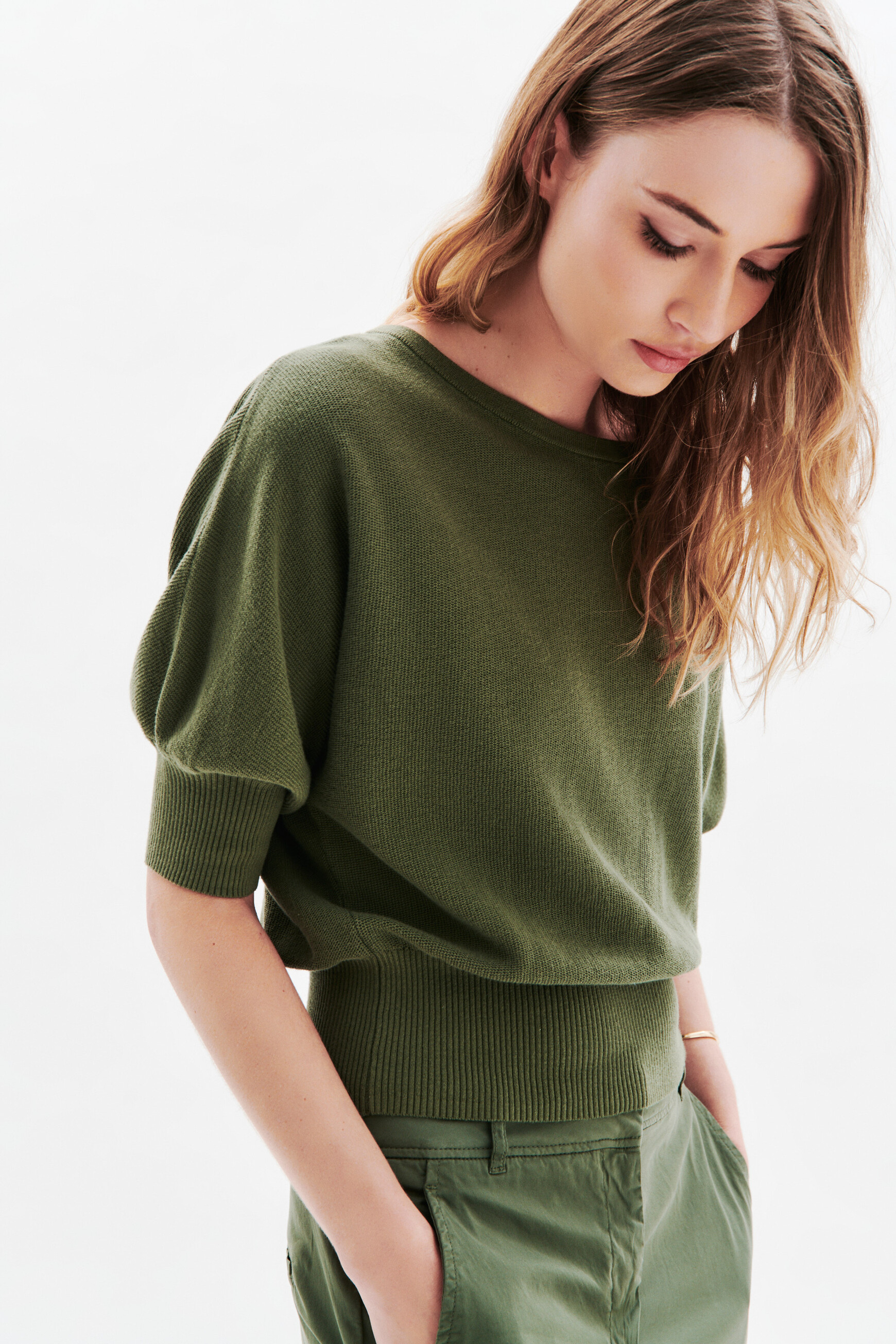 Joan oversized sweater khaki green woman