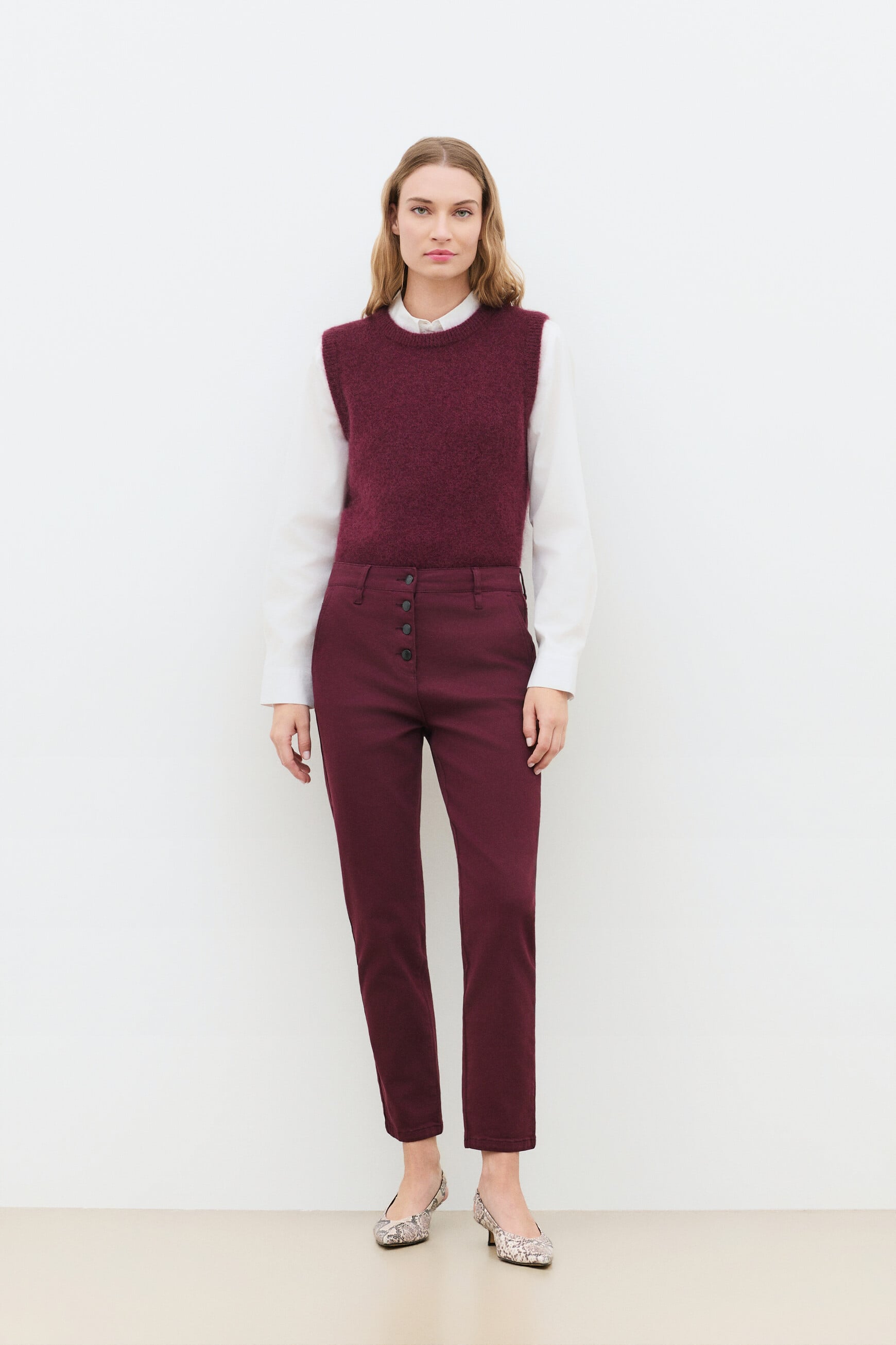 Trousers Pbobby burgundy woman