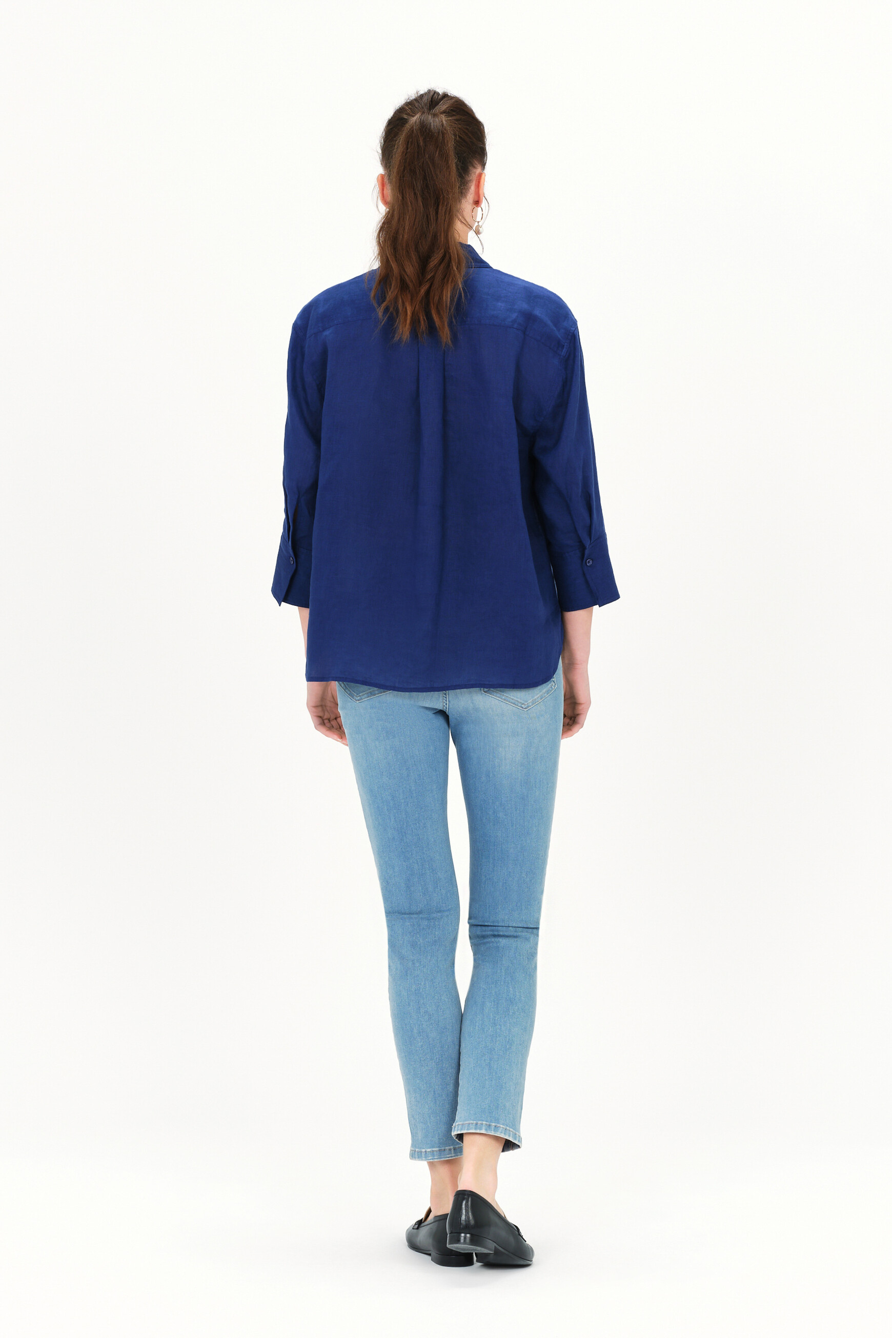 camisa coraline 100 lino azul marino mujer Camisa Coraline 100% lino azul marino mujer