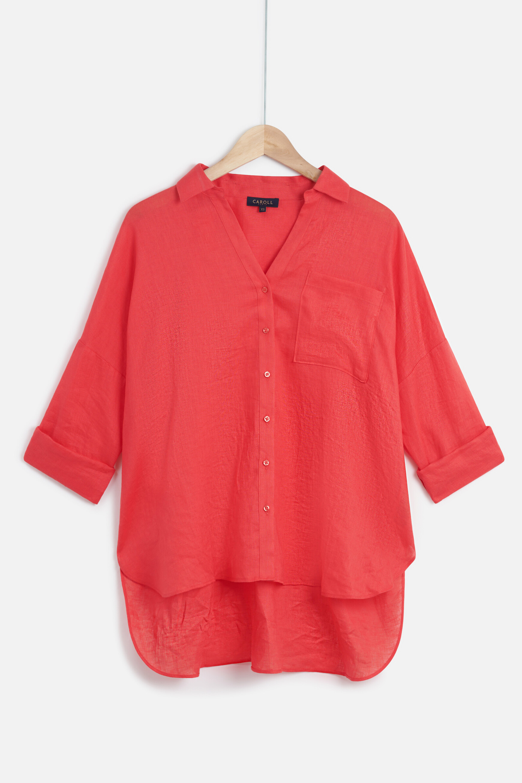 Chemise sandy oversize 100% lin rouge femme