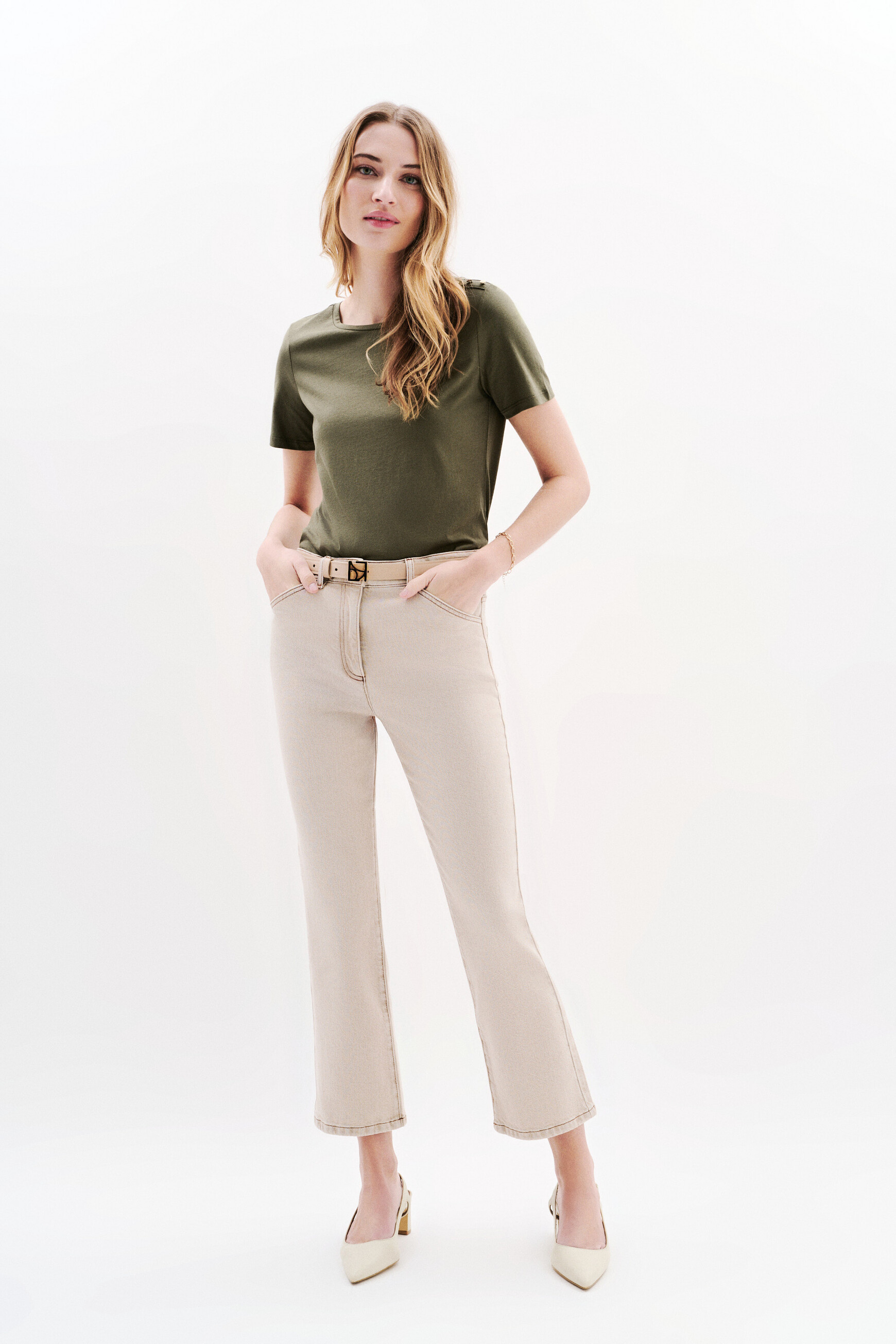 t shirt tjaya vert kaki femme T-shirt tjaya vert kaki femme