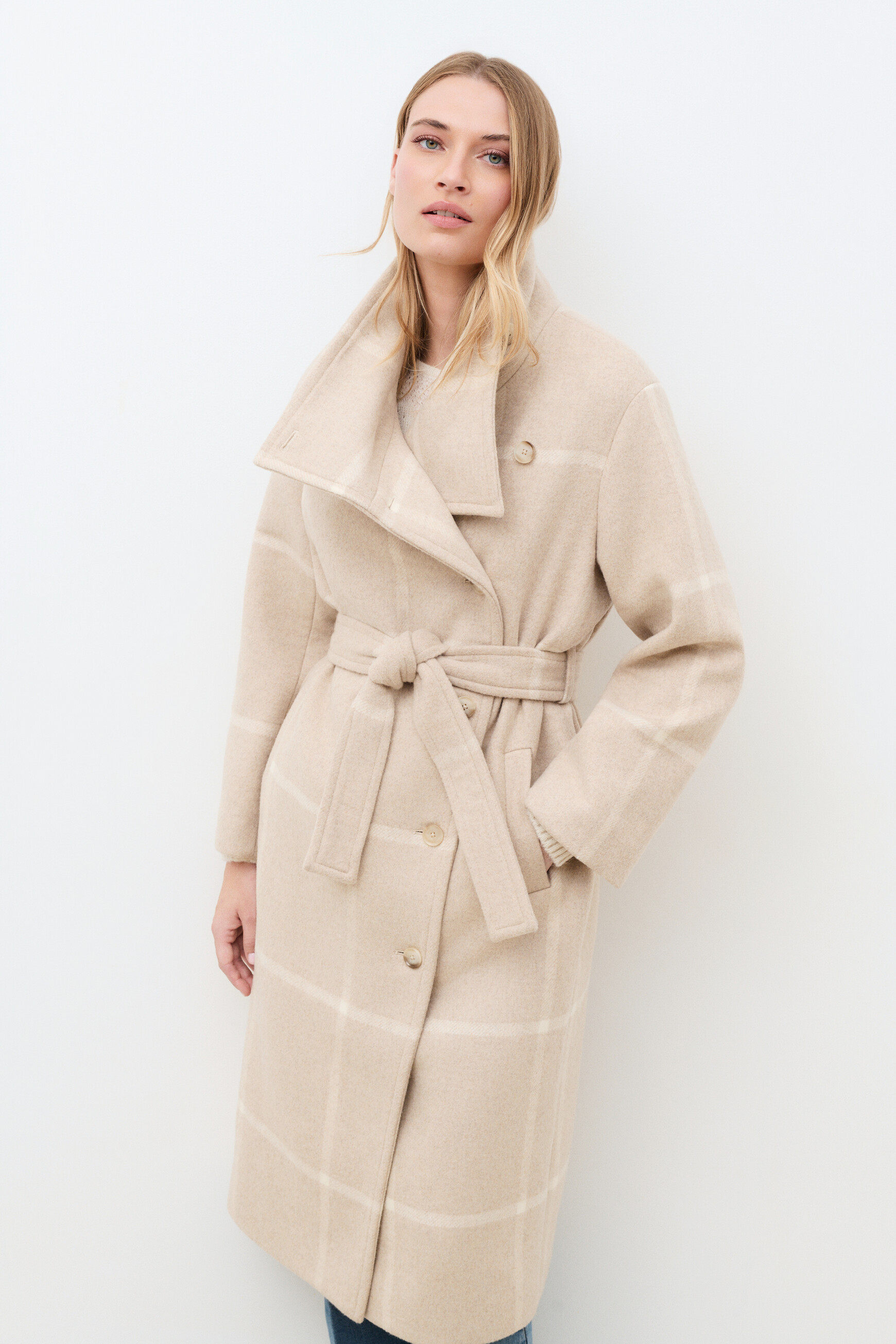 Gromeo Check coat sand woman