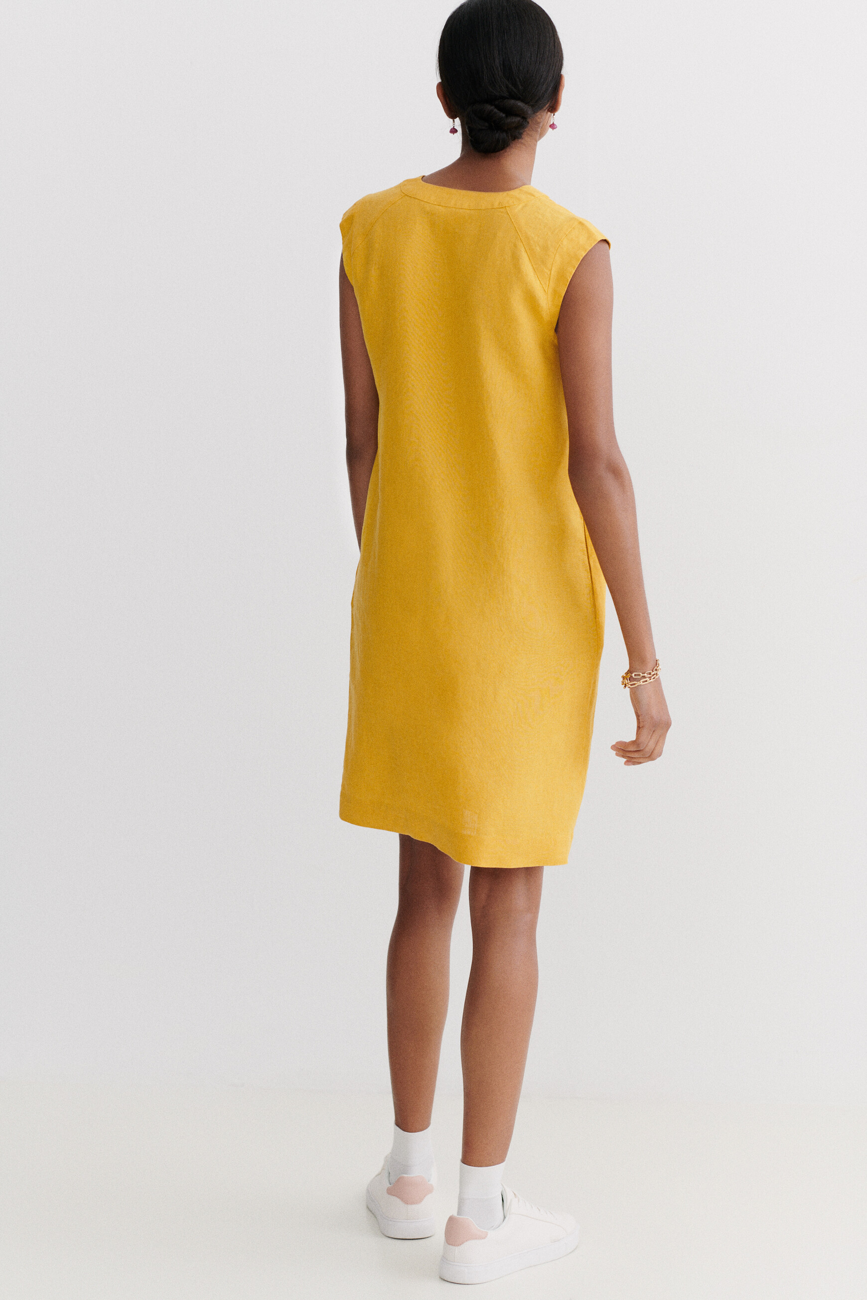 robe pamela 100 lin jaune or femme robe pamela 100% lin jaune or femme