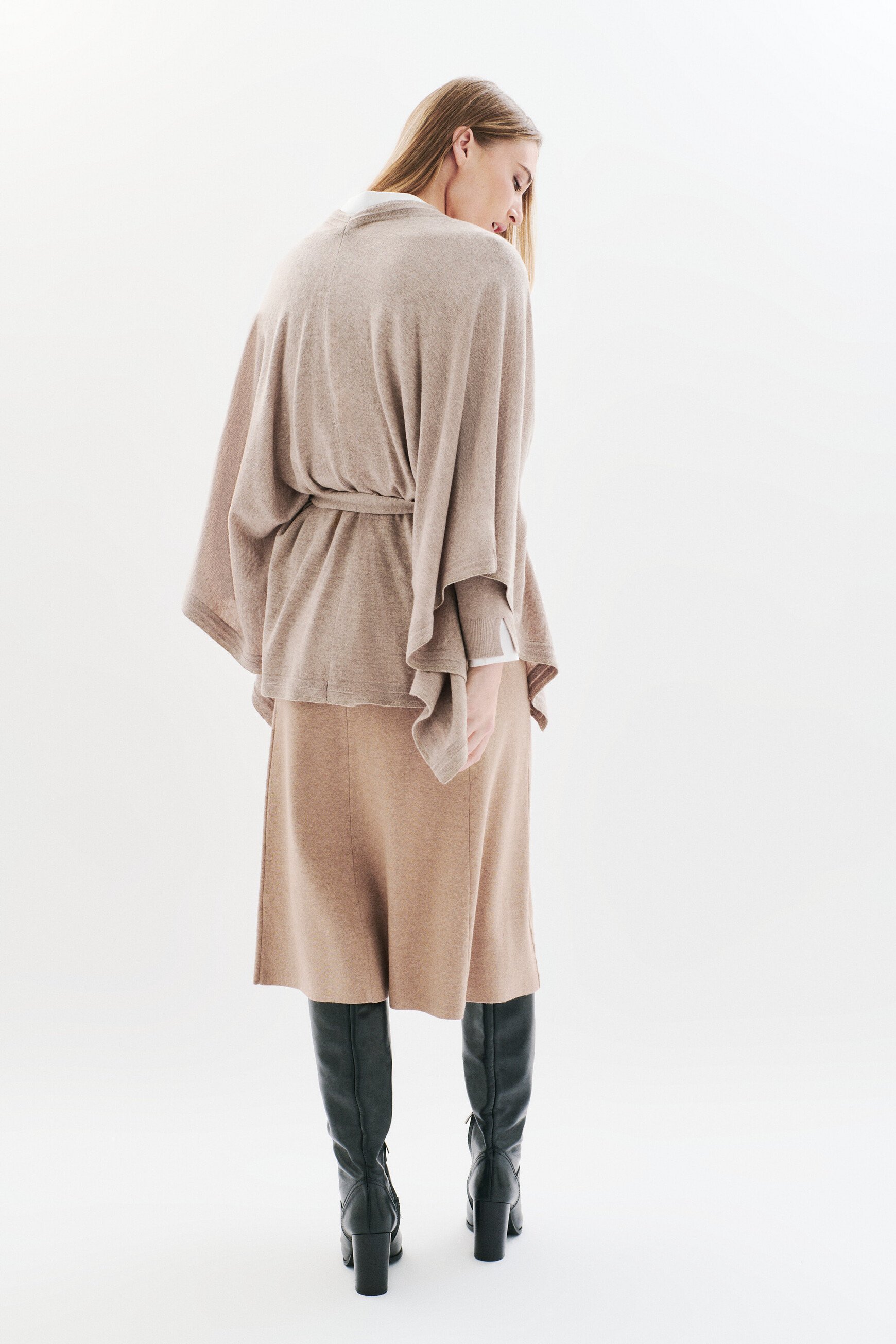 Poncho Albano marron clair femme