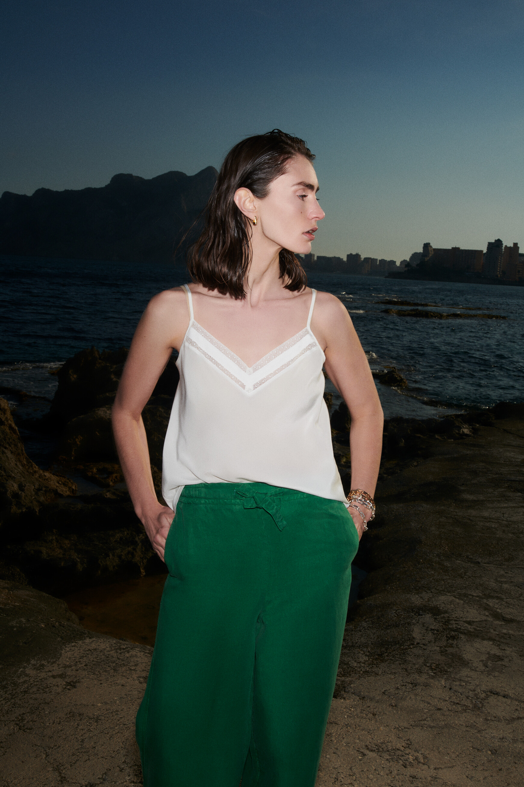 pantalon pbergame vert menthe femme Pantalon pbergame vert menthe femme