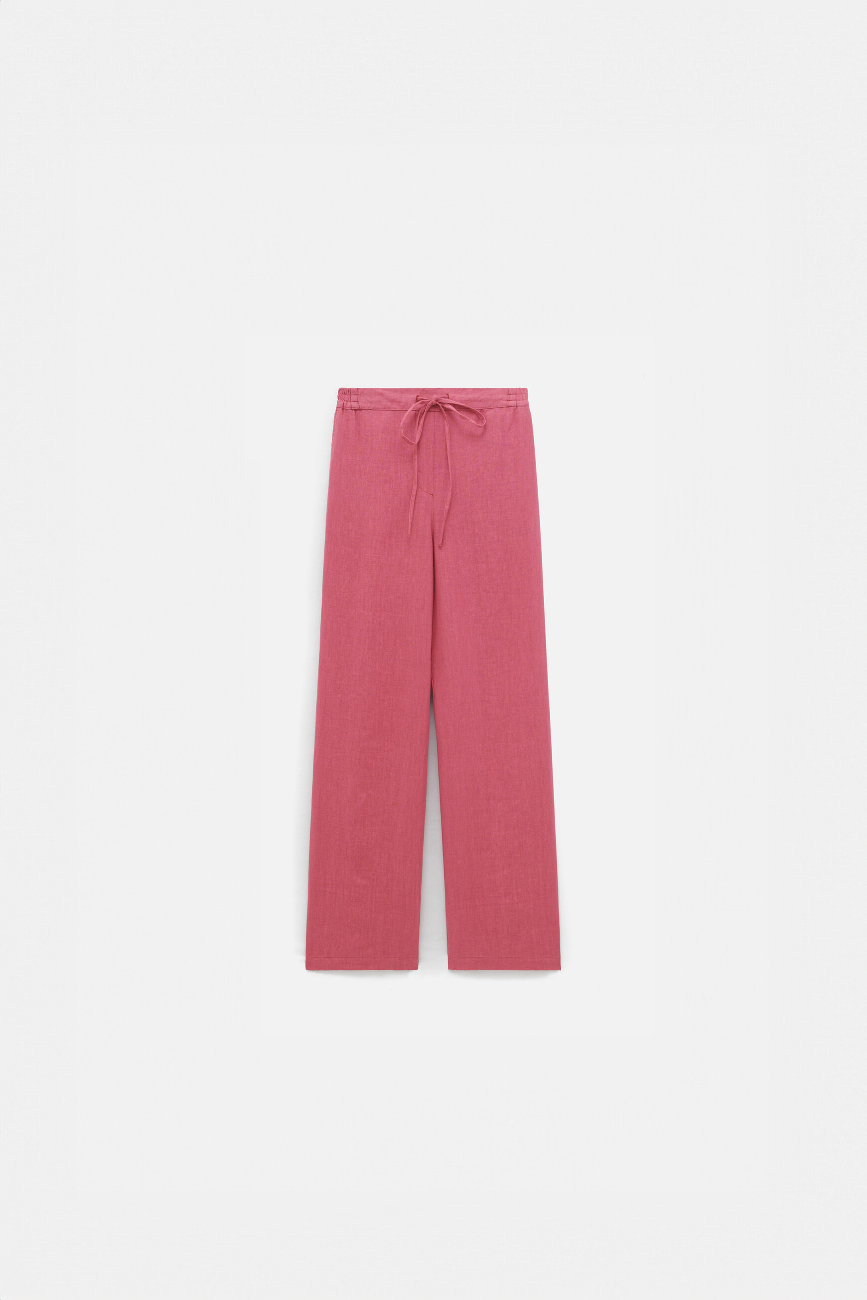 pantalon pigment 100 lin rouge fonce femme Pantalon pigment 100% lin rouge foncé femme