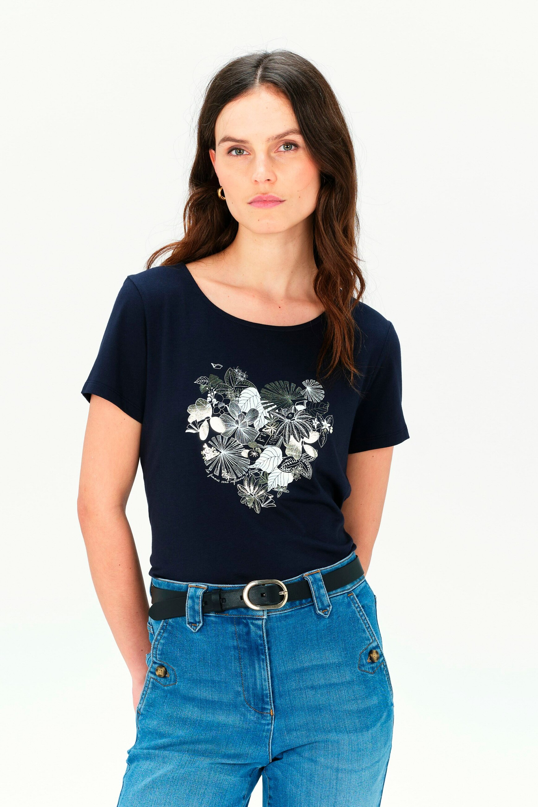 t shirt toutes a lecole taxime heart bleu marine femme T-shirt toutes à l'école taxime heart bleu marine femme