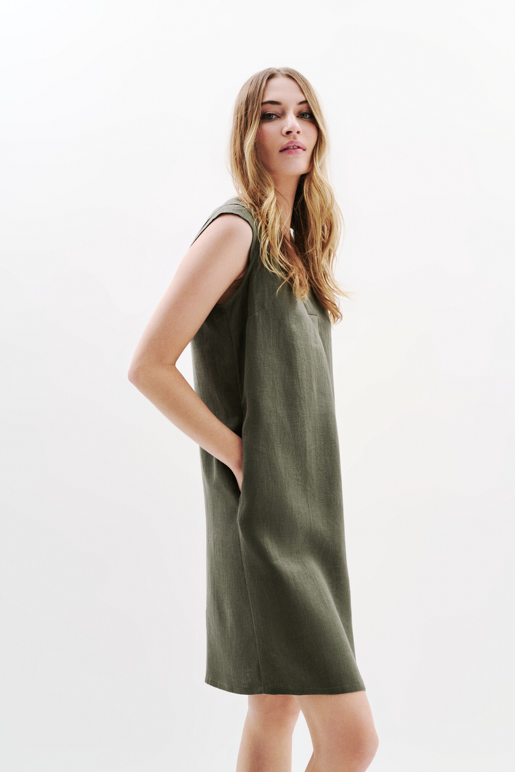 robe pamela 100 lin vert kaki femme robe pamela 100% lin vert kaki femme
