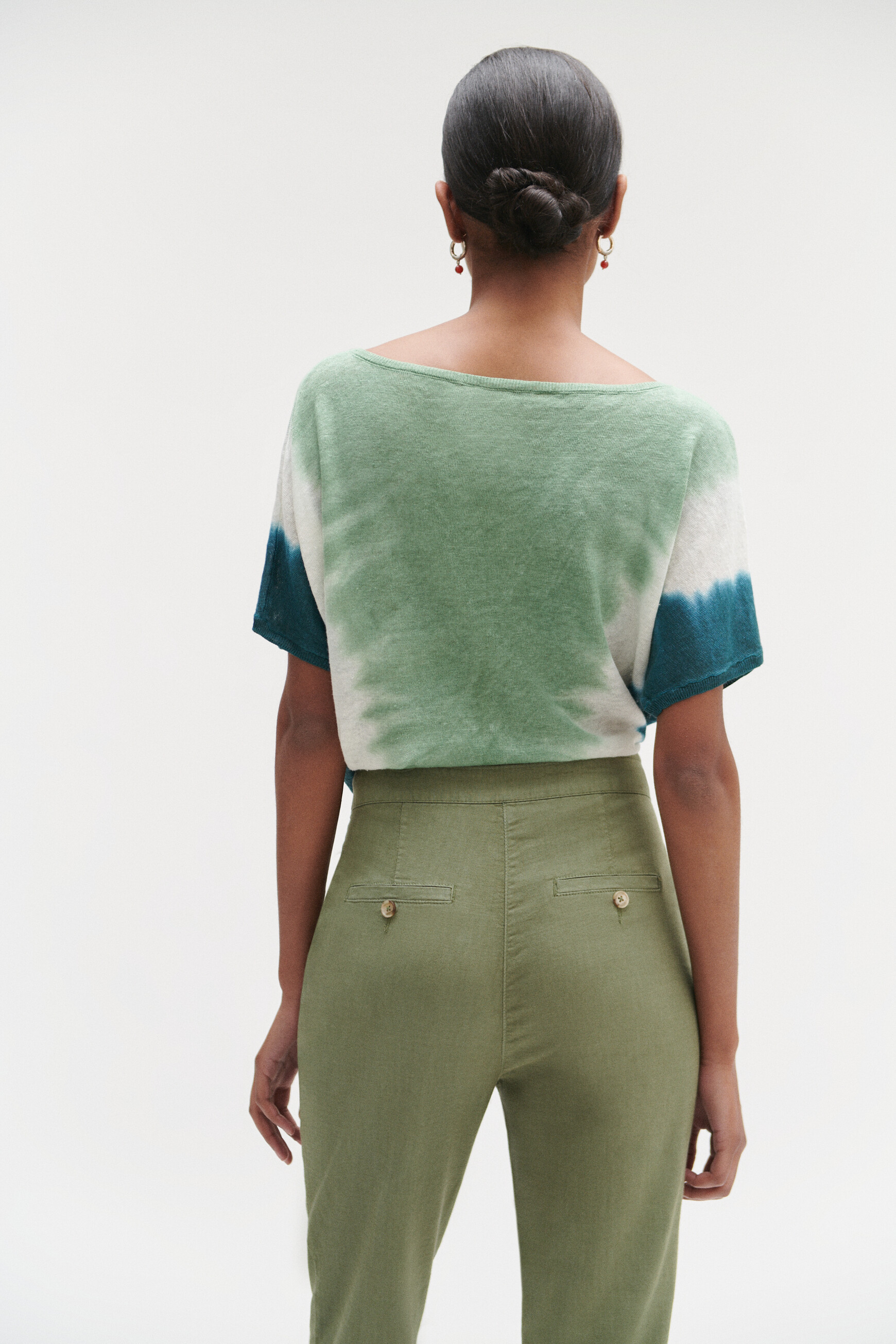 pull elio 100 lin a manches courtes bleu femme Pull elio 100% lin à manches courtes bleu femme