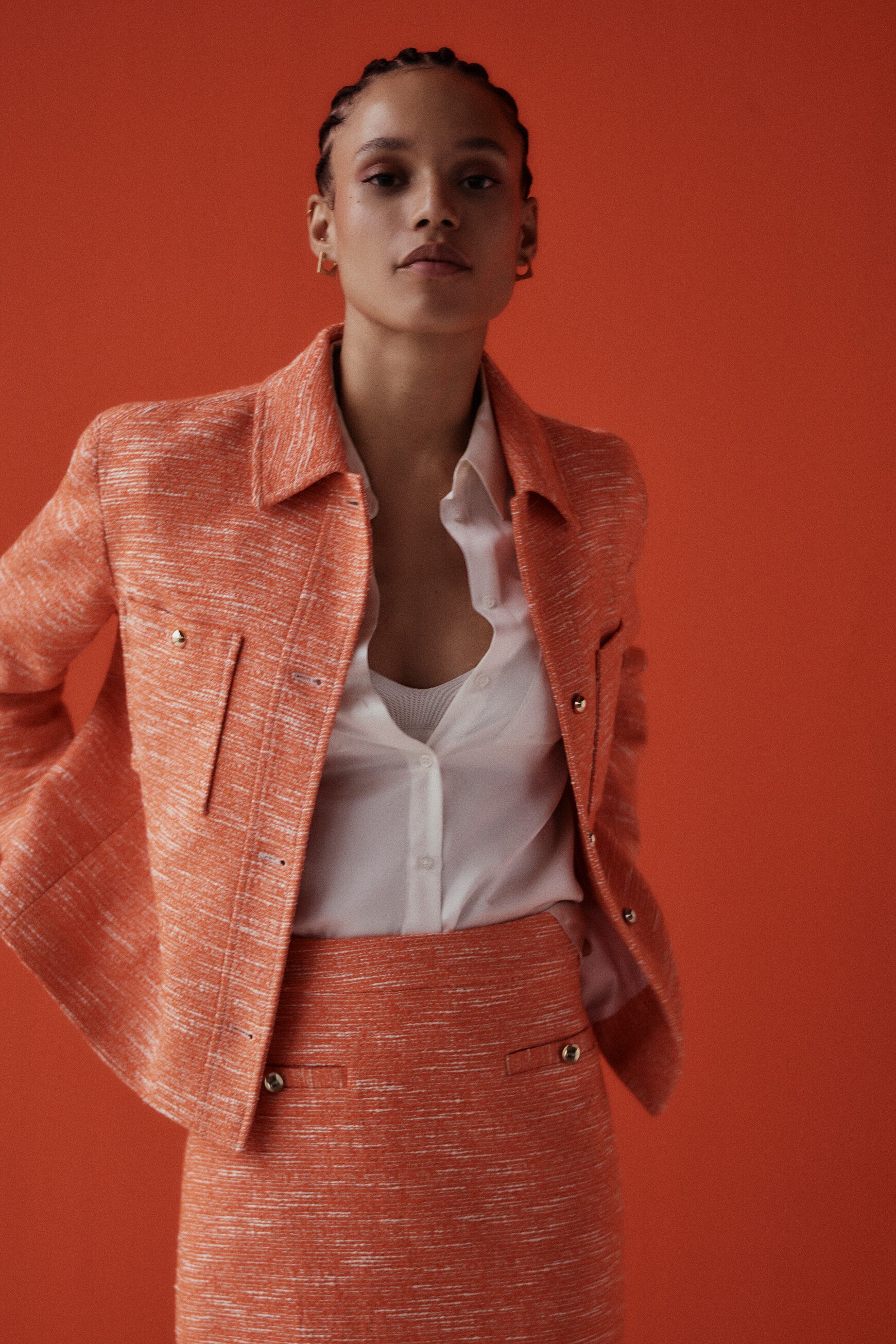 veste theoline en tweed orange femme veste theoline en tweed orange femme