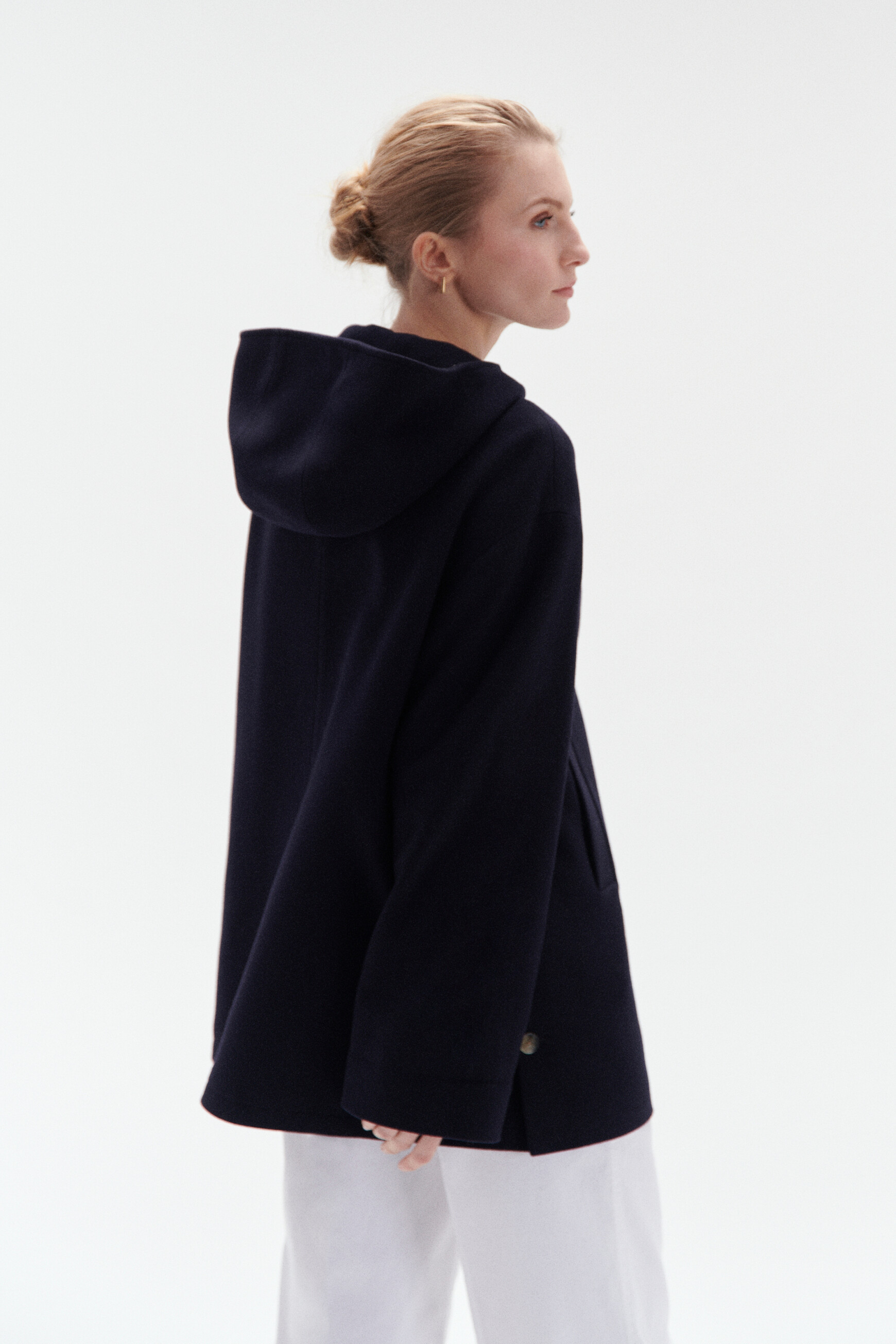 manteau capucin zippe bleu marine femme