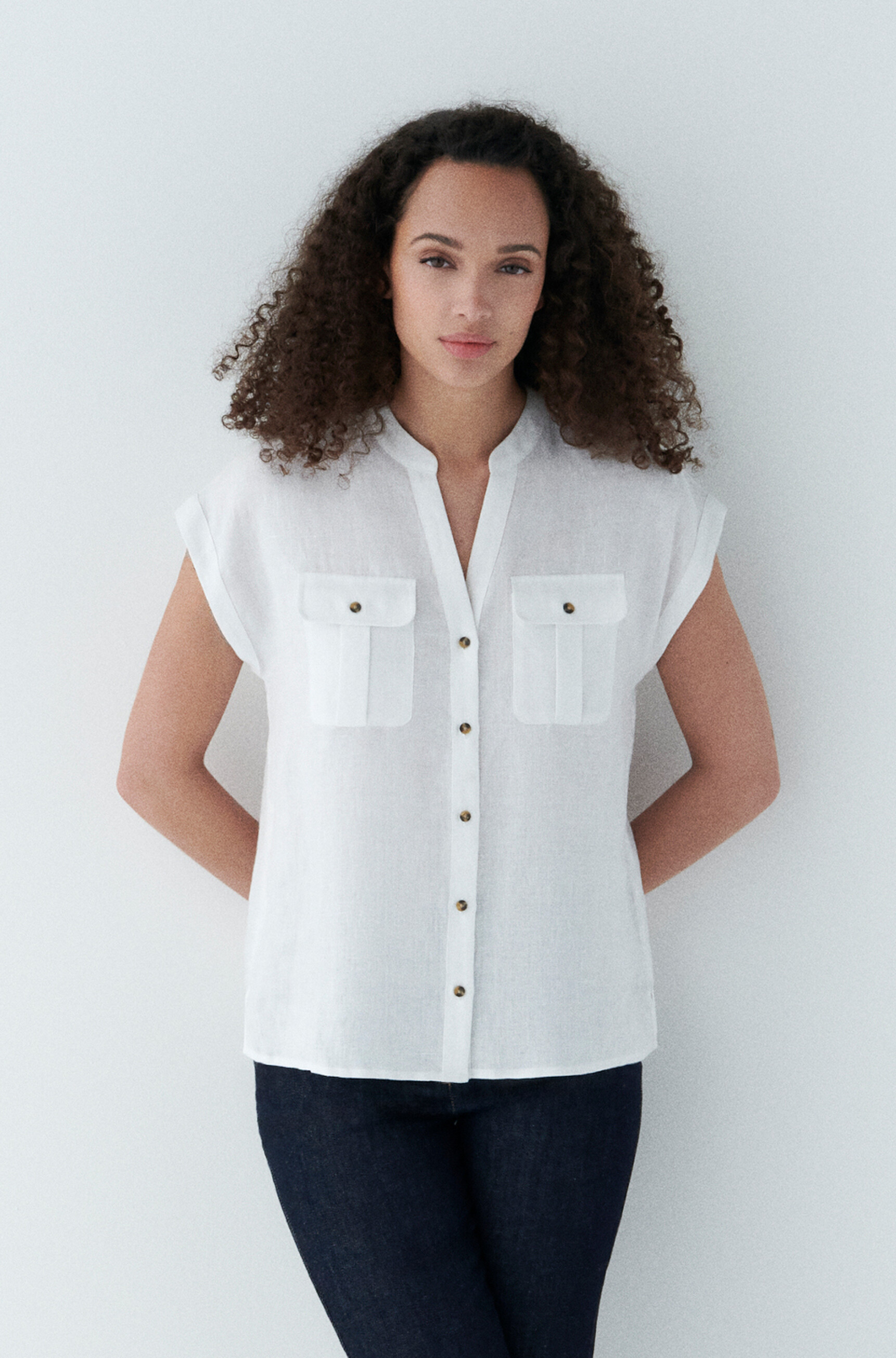 100 linnen hemd gina wit vrouw 100% linnen hemd Gina wit vrouw