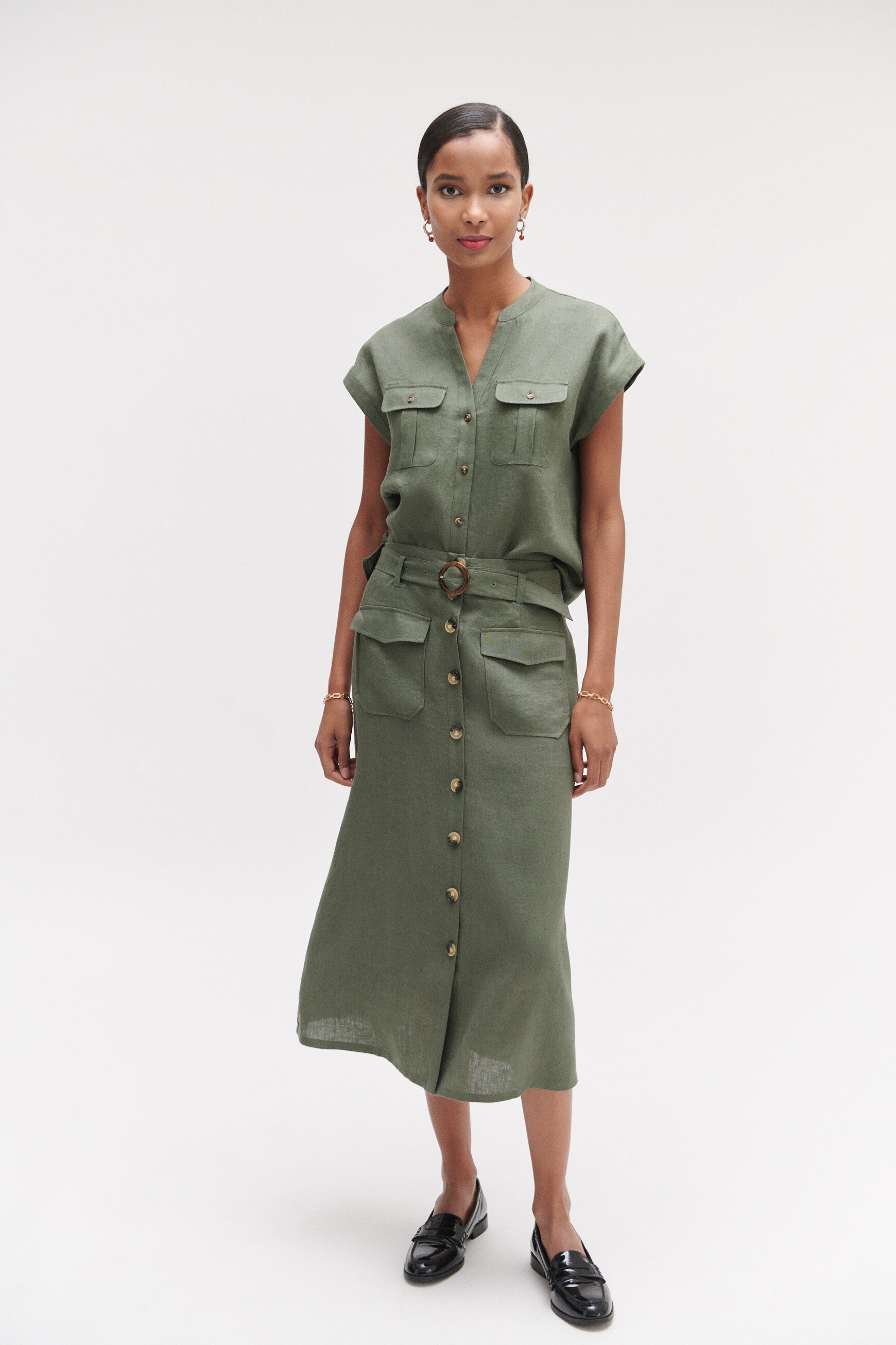 jupe agnes 100 lin vert kaki femme jupe agnes 100% lin vert kaki femme