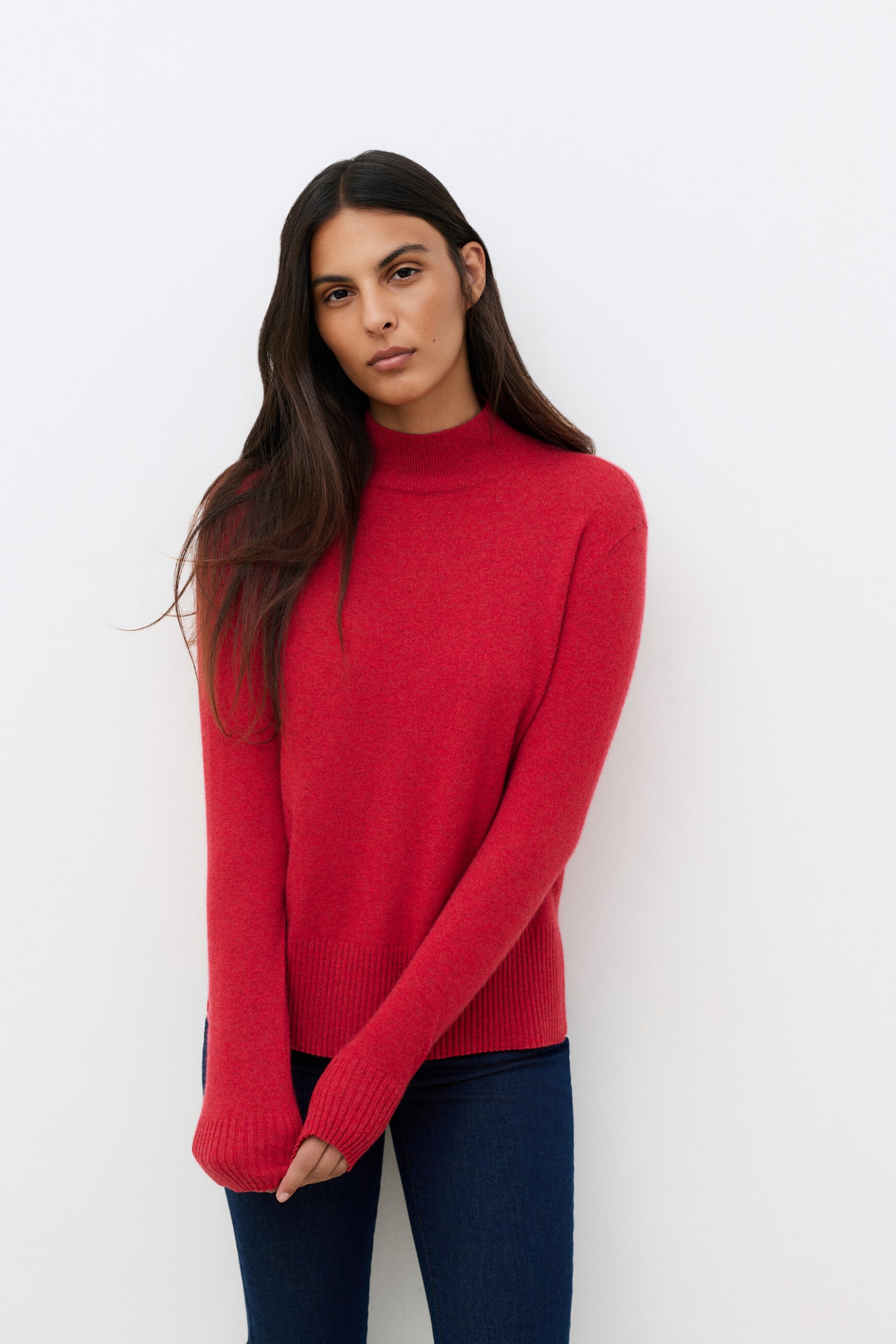 Maglione Mfranklin 100% cashmere rosso donna