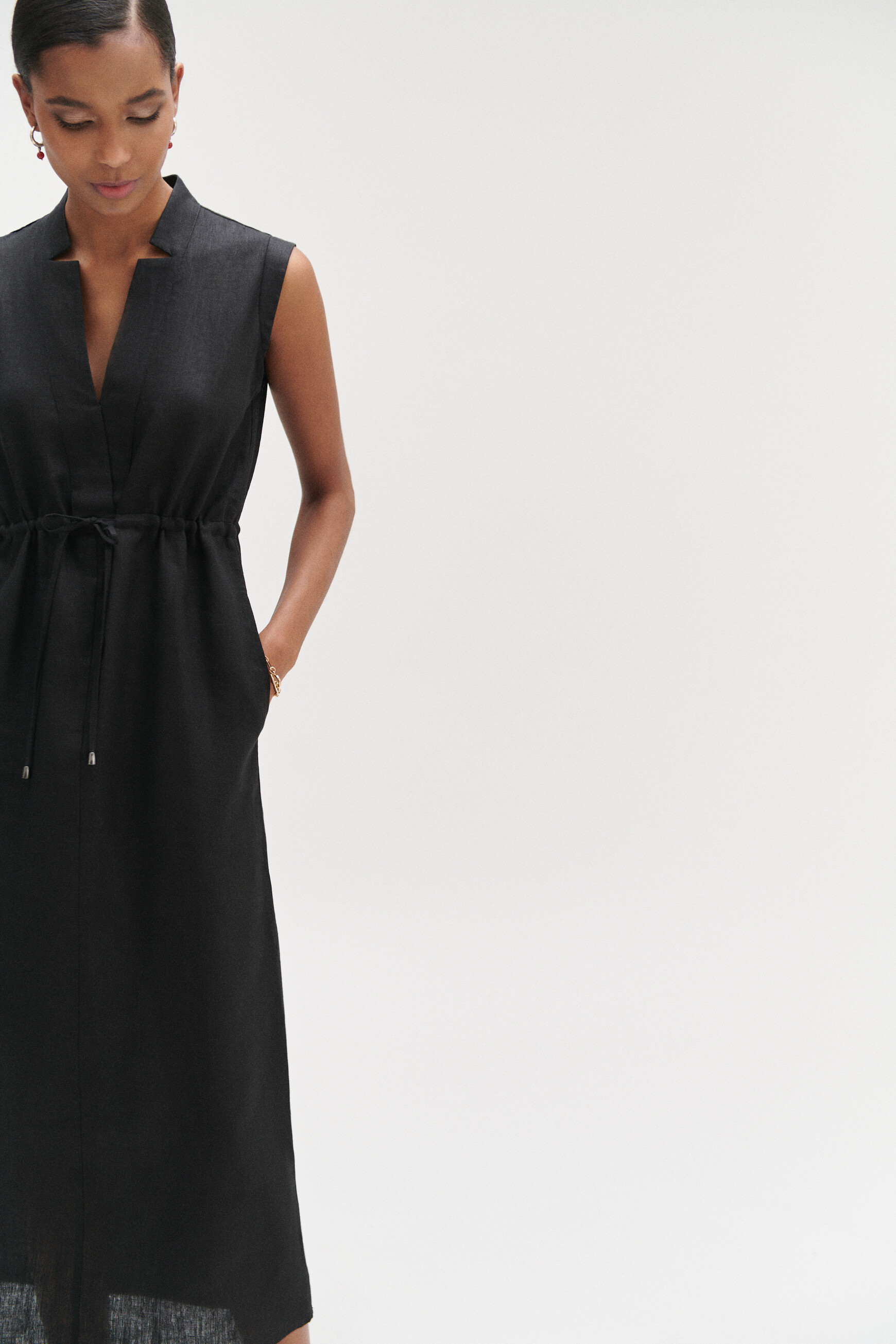 robe longue amy 100 lin noir femme Robe longue amy 100% lin noir femme