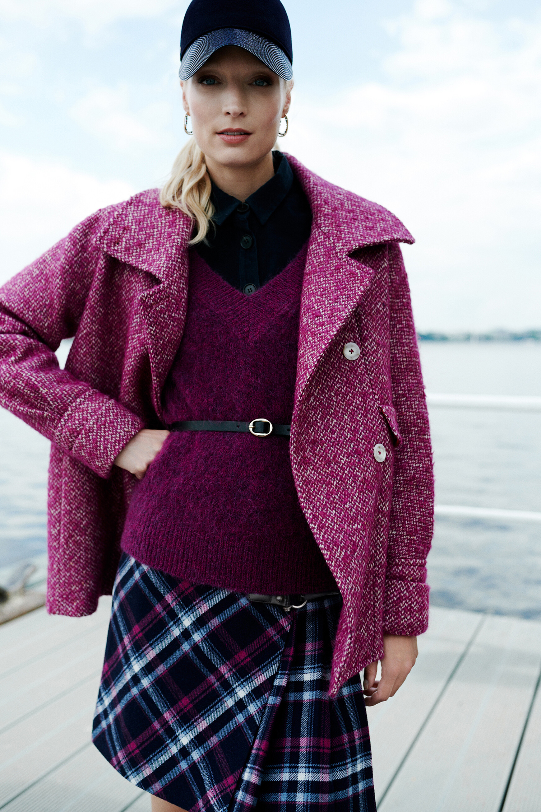 jupe margaret plaid en laine melangee bleu marine femme Jupe margaret plaid en laine mélangée bleu marine femme