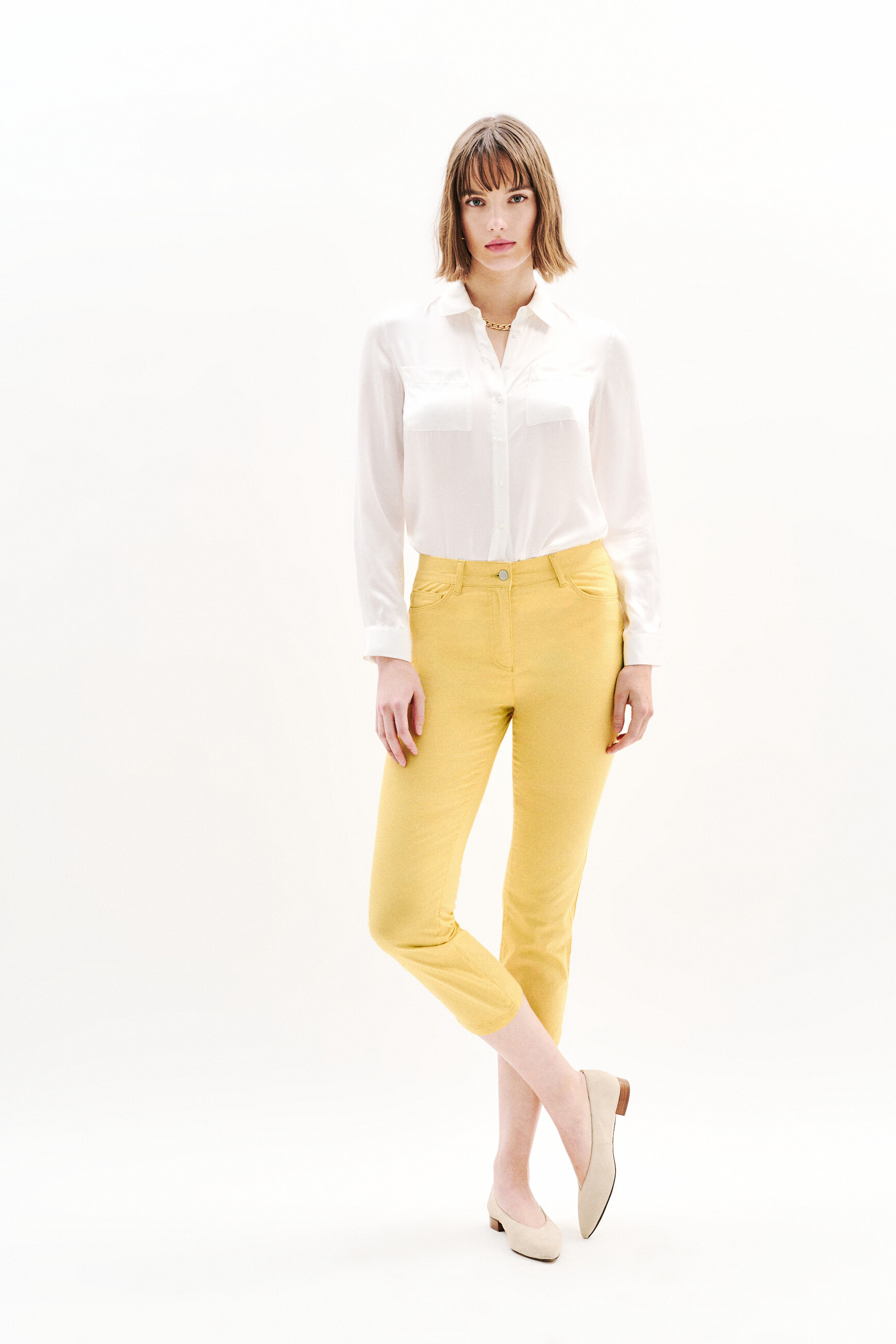 Mason cropped pants lemon yellow woman