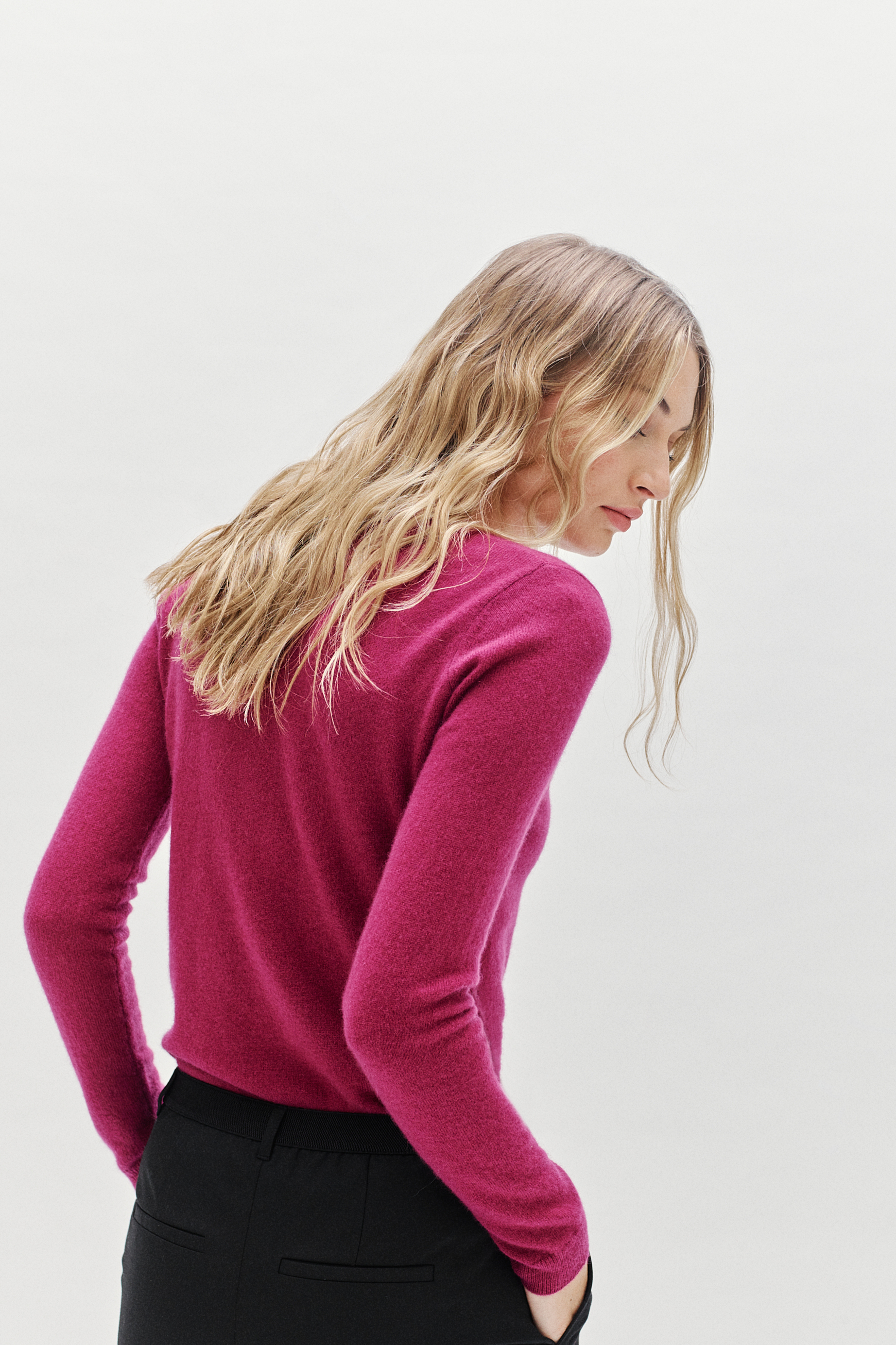 pull eva 100 cachemire rose cerise femme pull eva 100% cachemire rose cerise femme