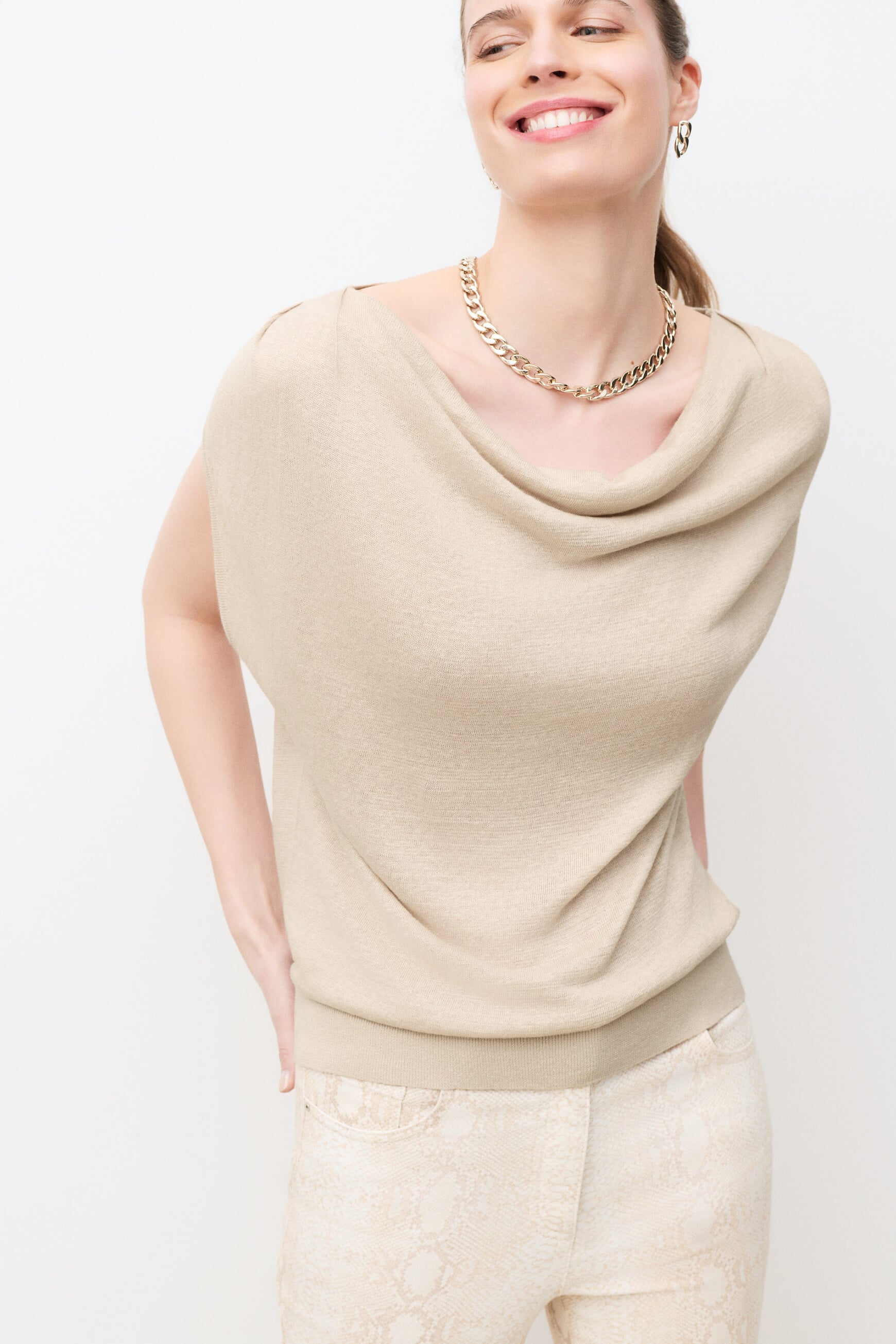 Maglione Mvera 100% lino sabbia donna