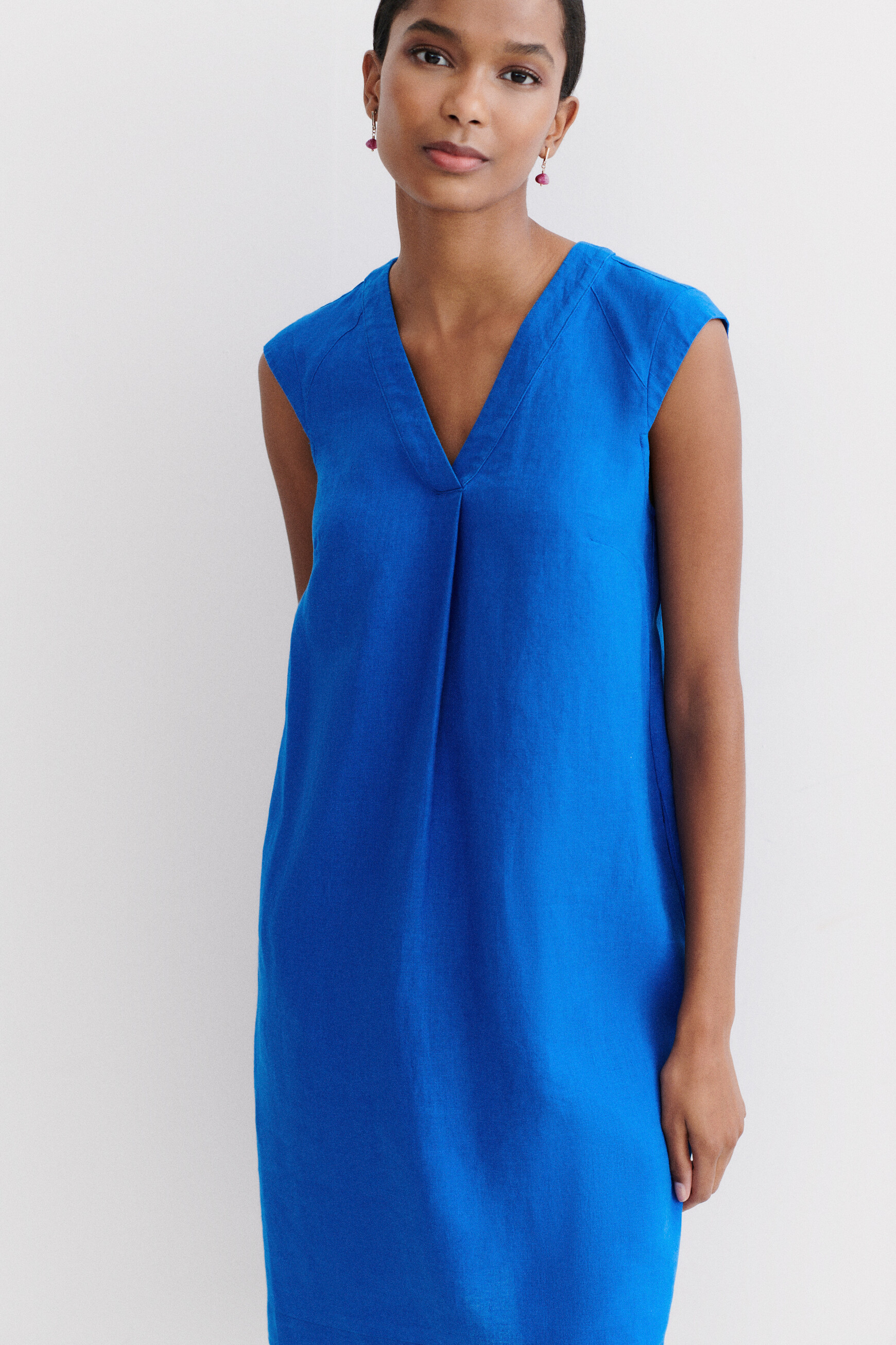 robe pamela 100 lin bleu electrique femme robe pamela 100% lin bleu electrique femme