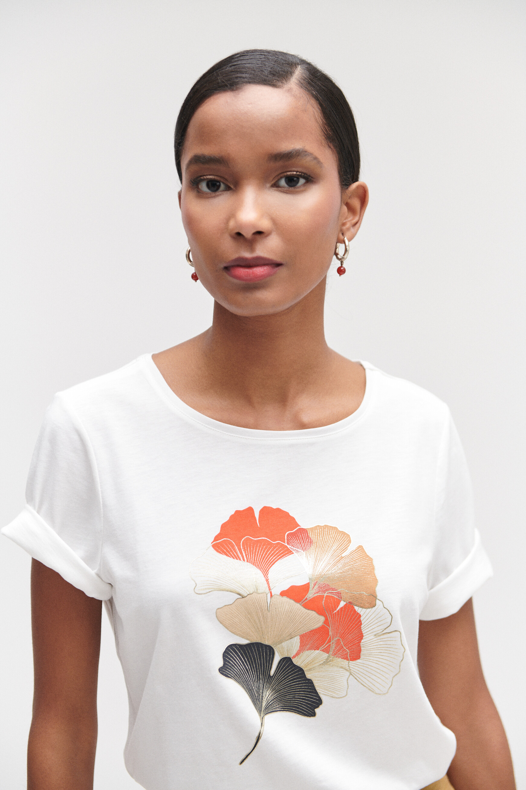 t shirt aja a visuel ecru femme T-shirt Aja à visuel ecru femme