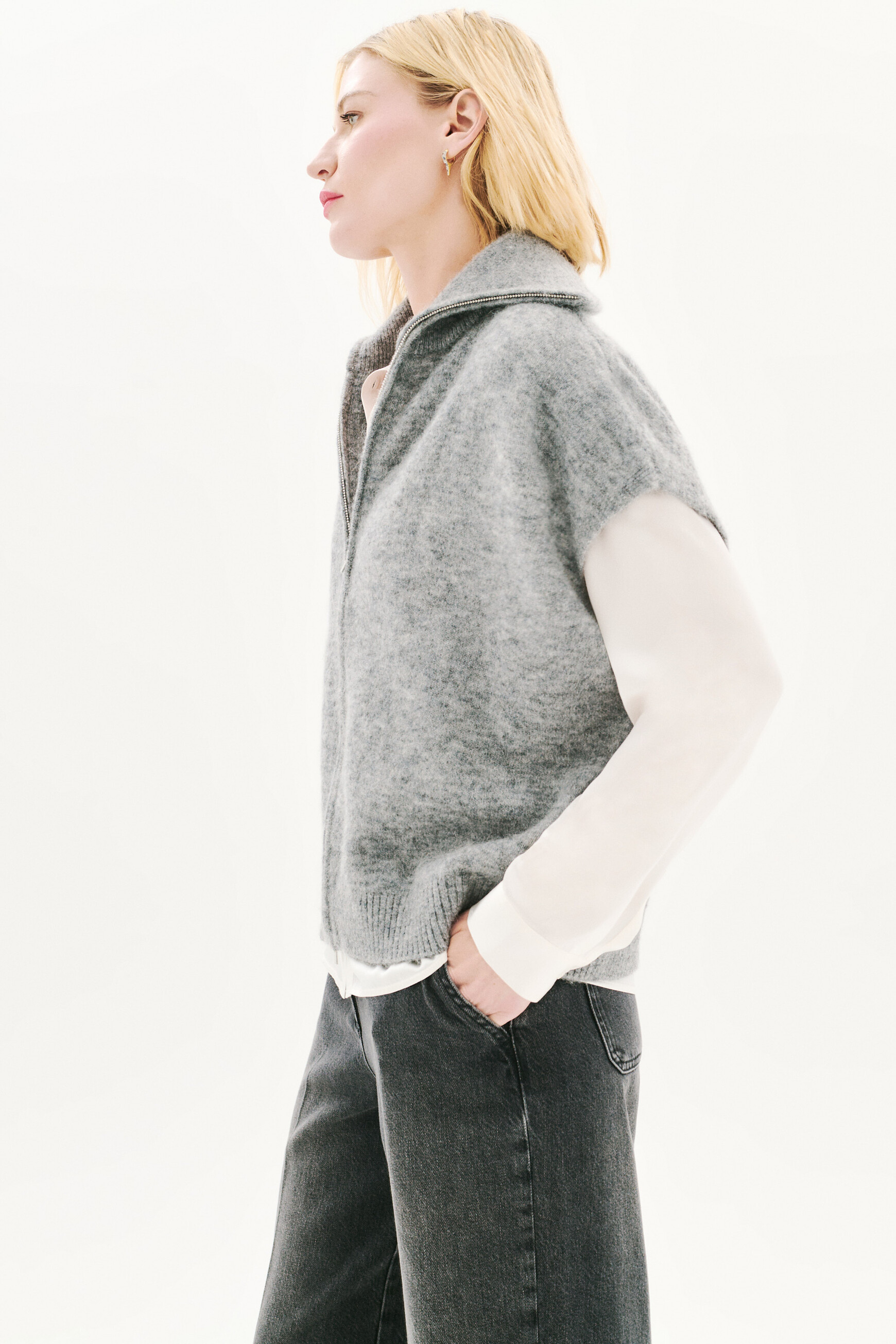 Pull mitch gris clair femme