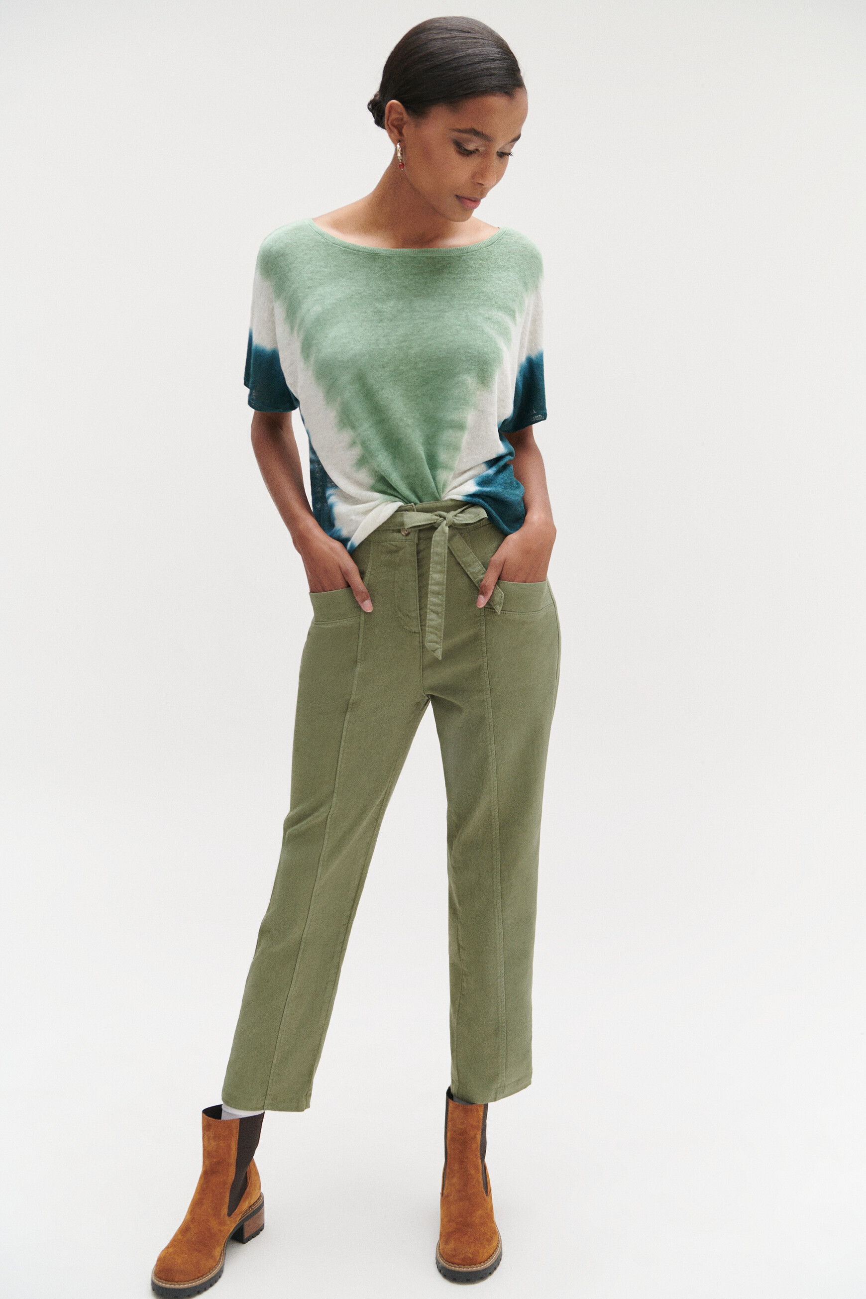 pull elio 100 lin a manches courtes bleu femme Pull elio 100% lin à manches courtes bleu femme