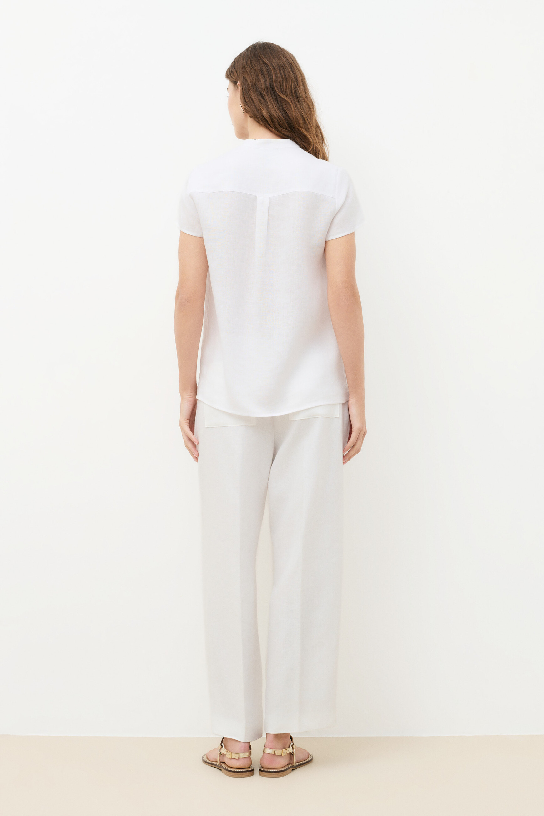 Kat 100% linen top white woman