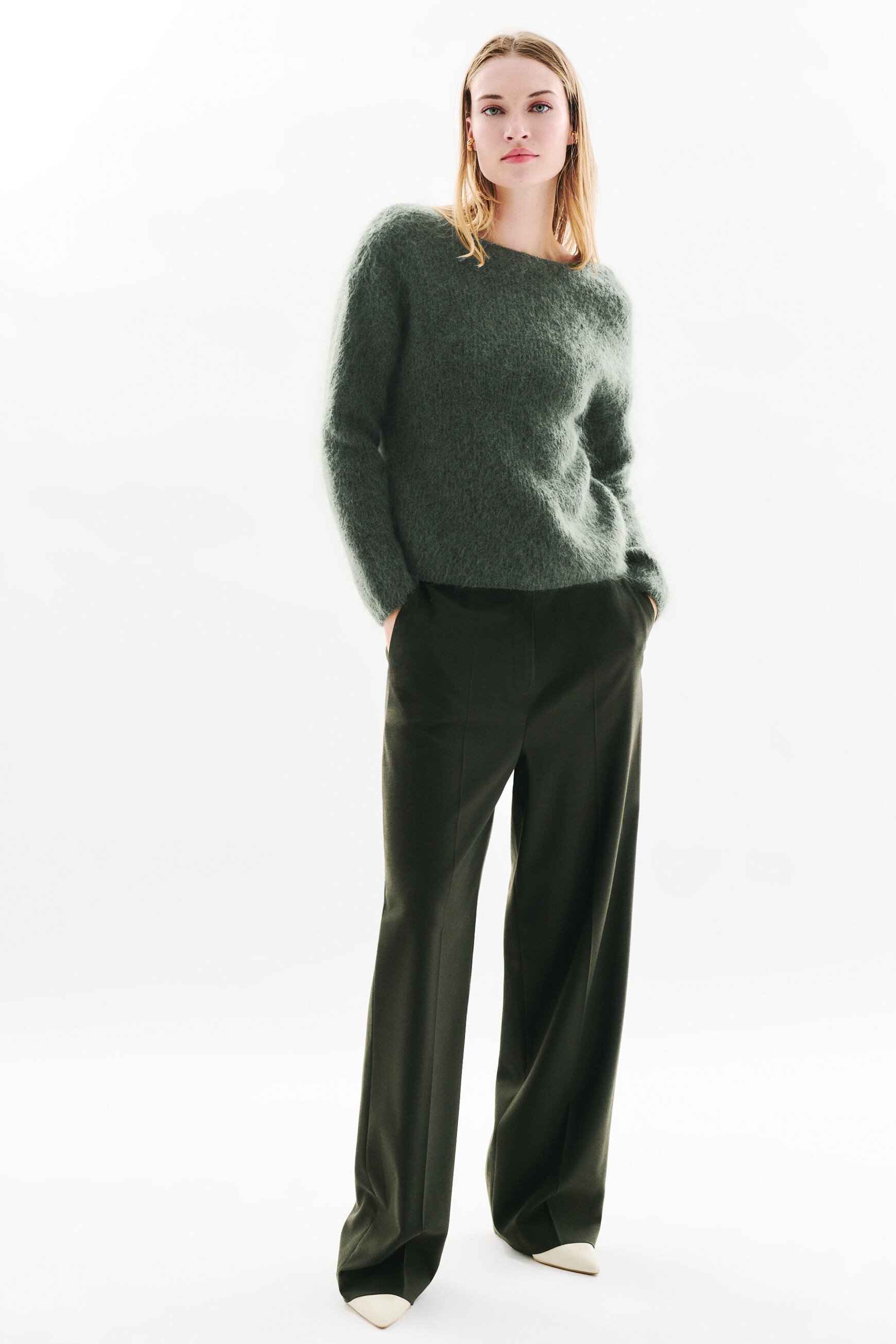 Pull Maggie vert kaki femme