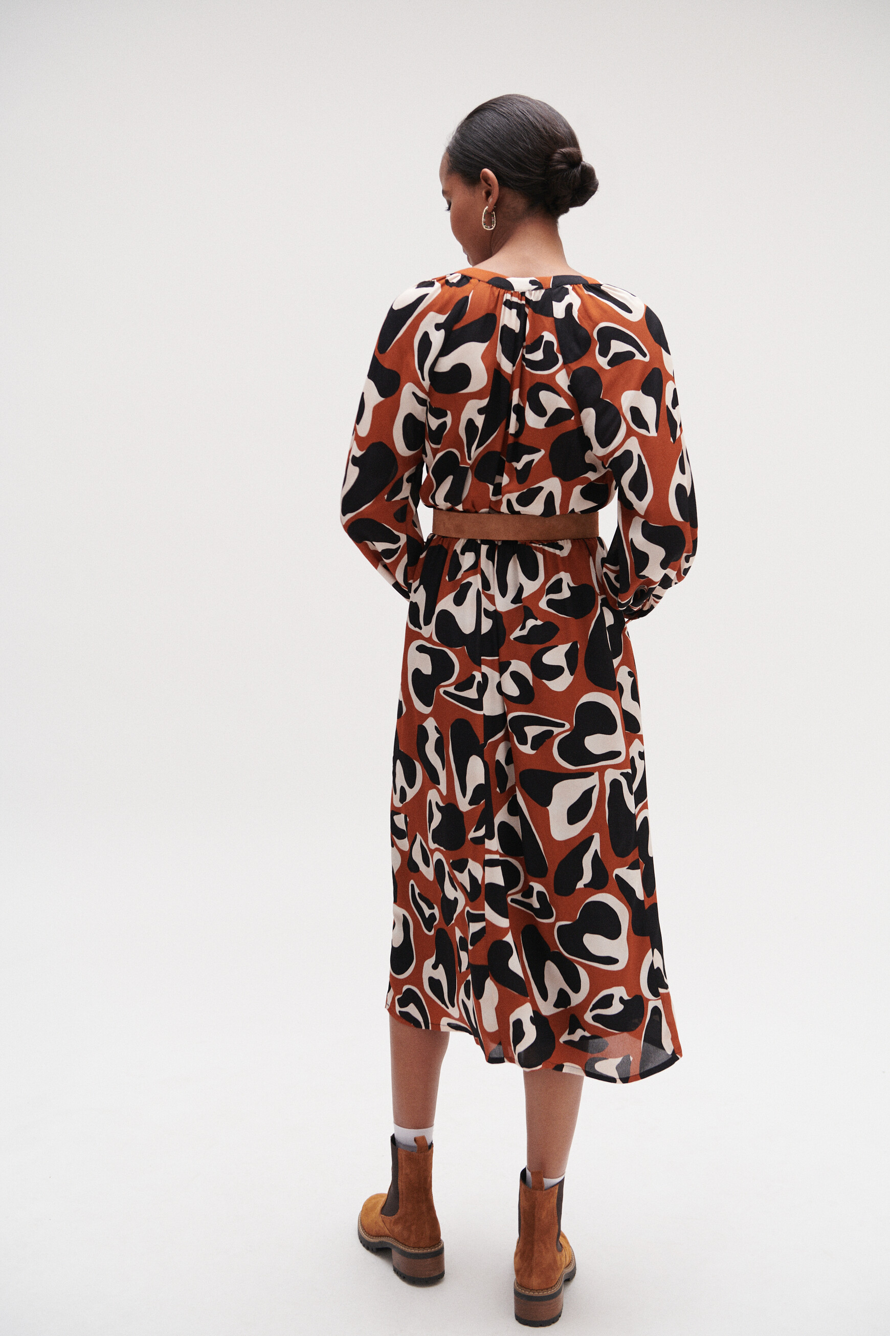 Bedrucktes Kleid Macha cognacbraun damen