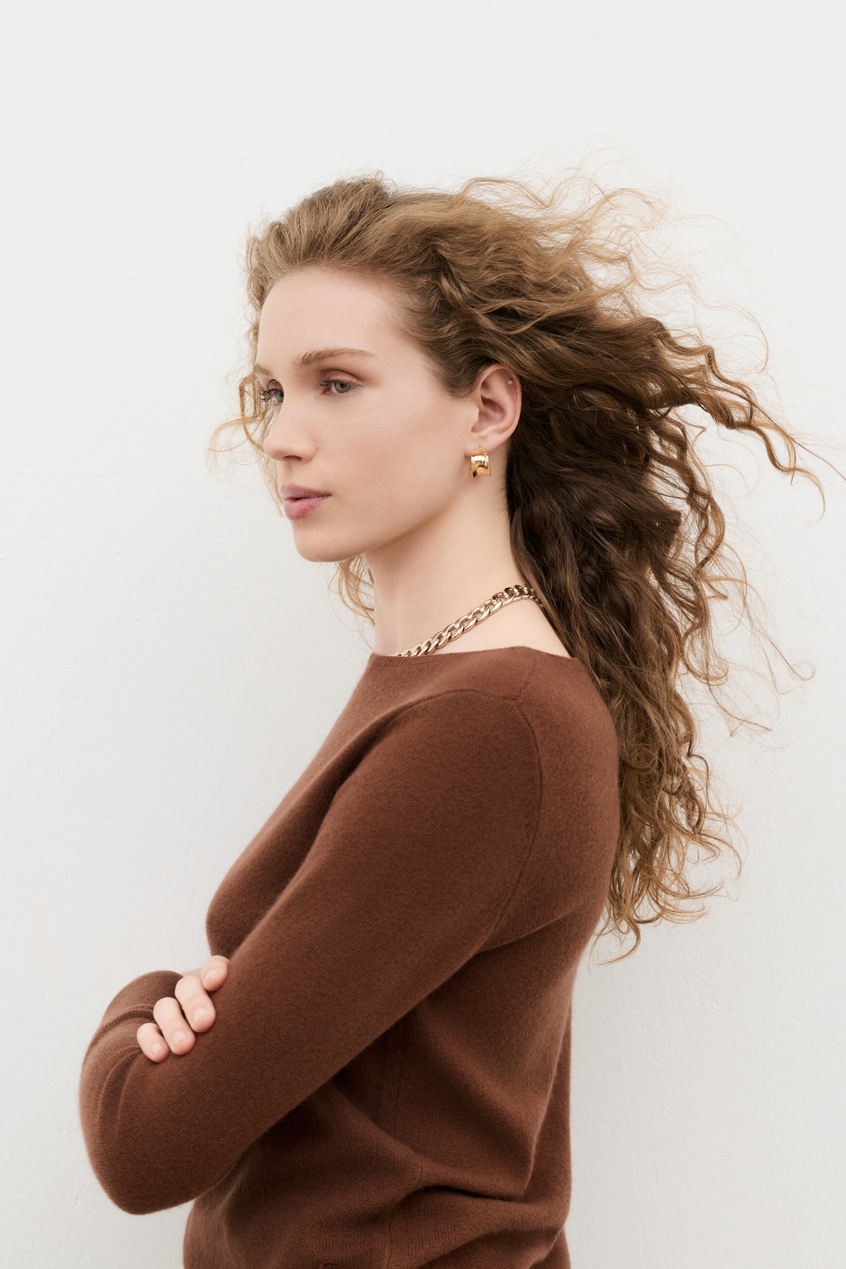 Mzoan 100% cashmere sweater cognac brown woman
