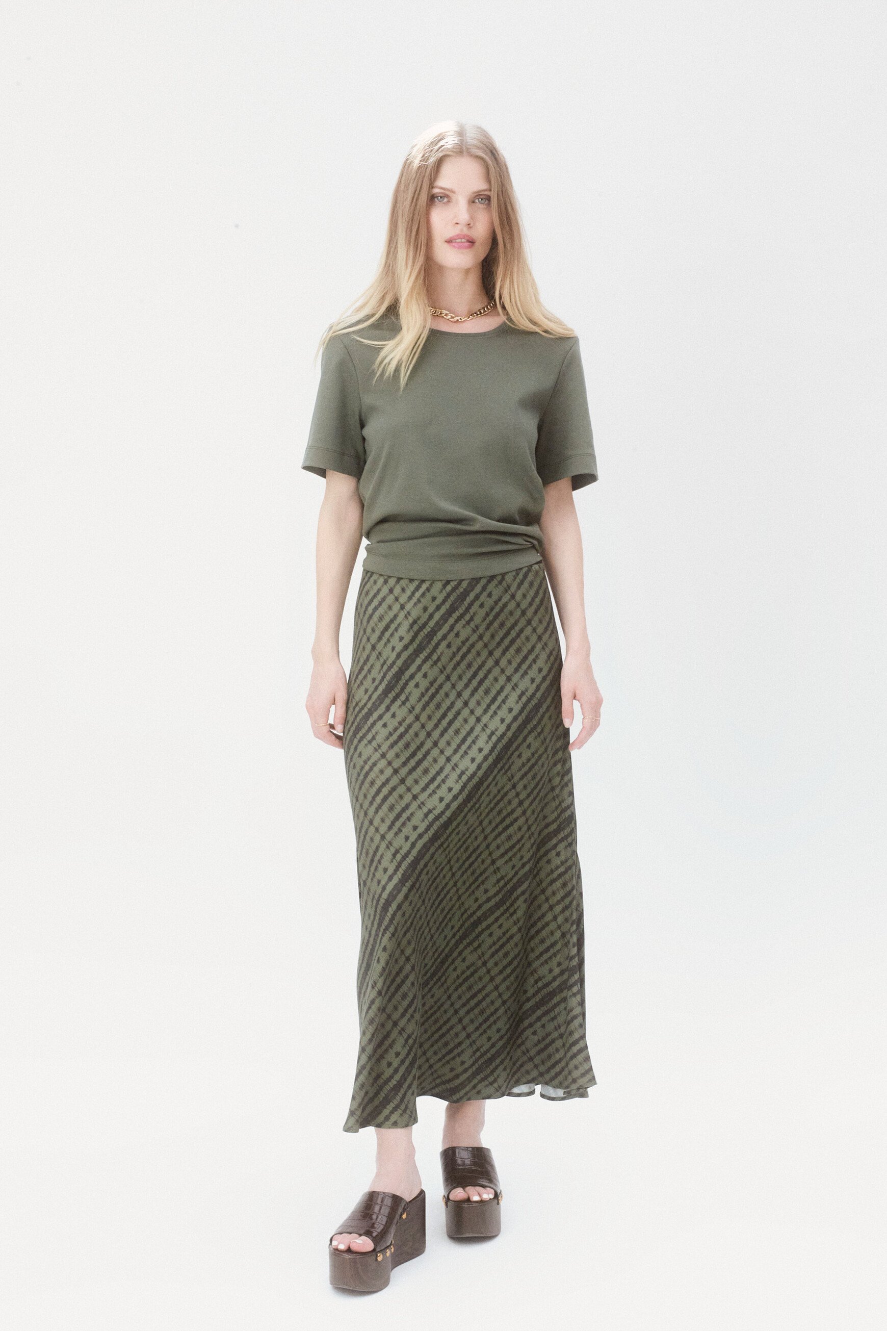 T-shirt thugo vert kaki femme