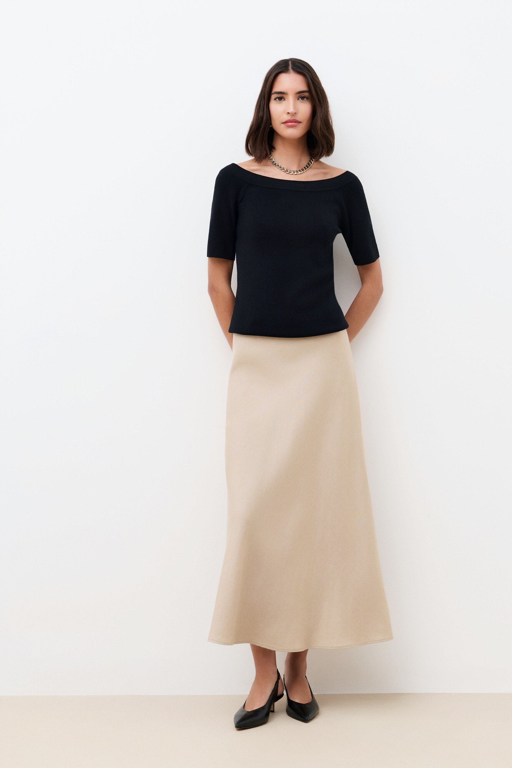 Pull malone fin &agrave; col bateau noir femme