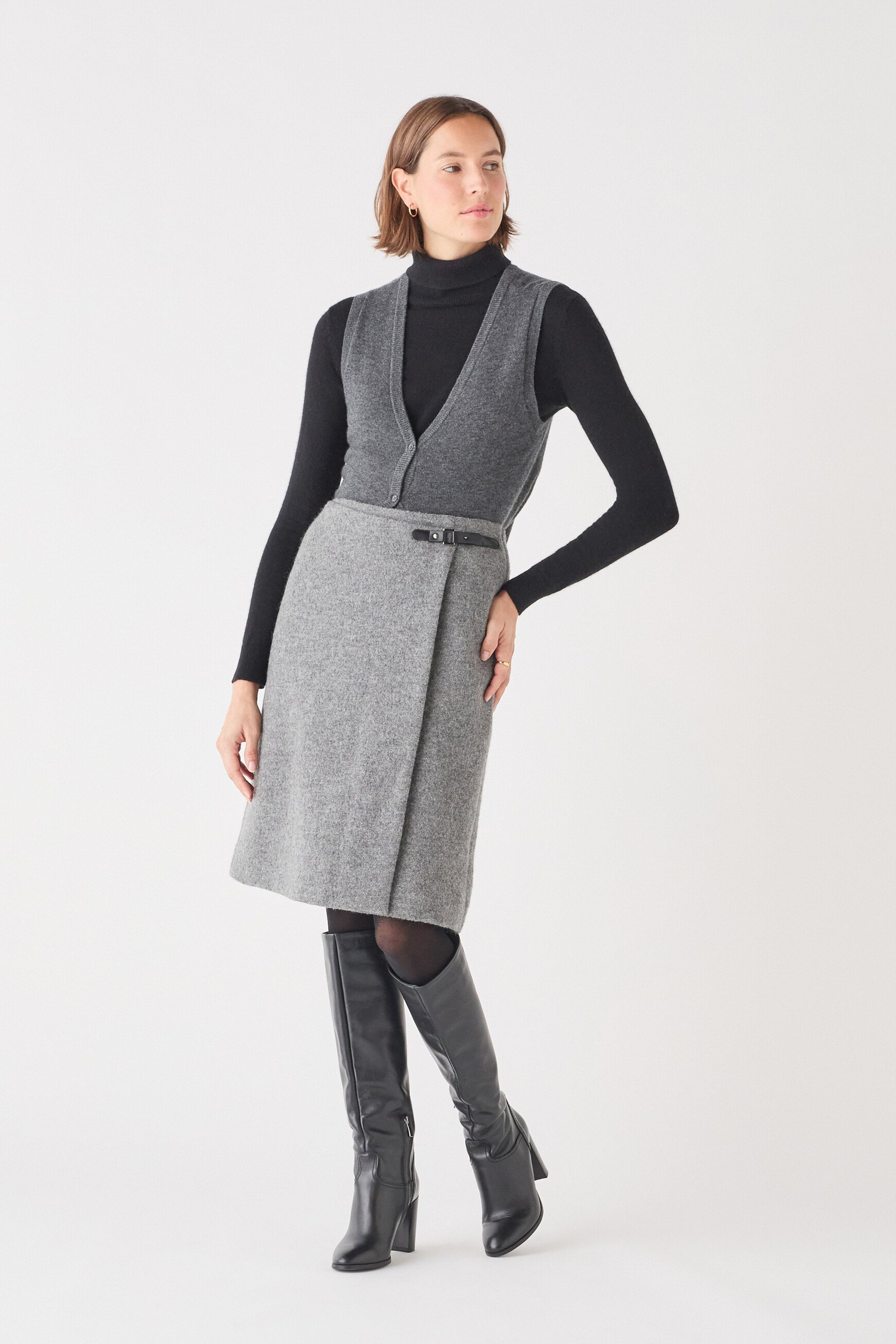jupe juliana 100 laine gris femme Jupe Juliana 100% laine gris femme