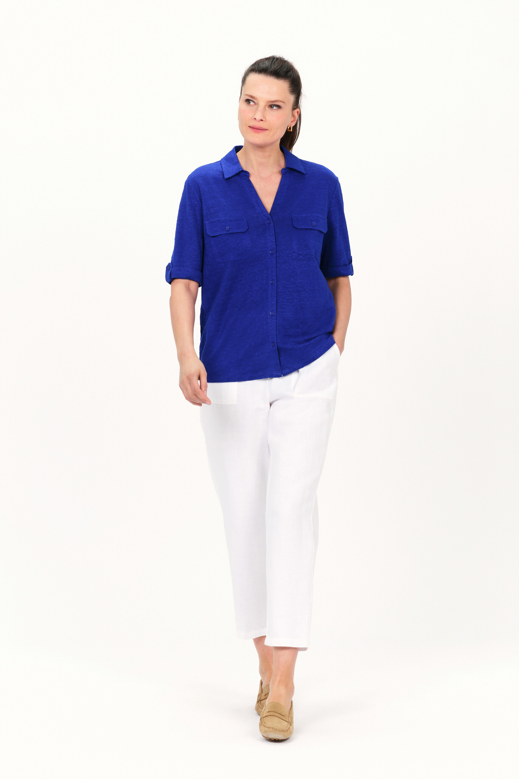 camicia estela 100 lino turchese donna Camicia Estela 100% lino turchese donna