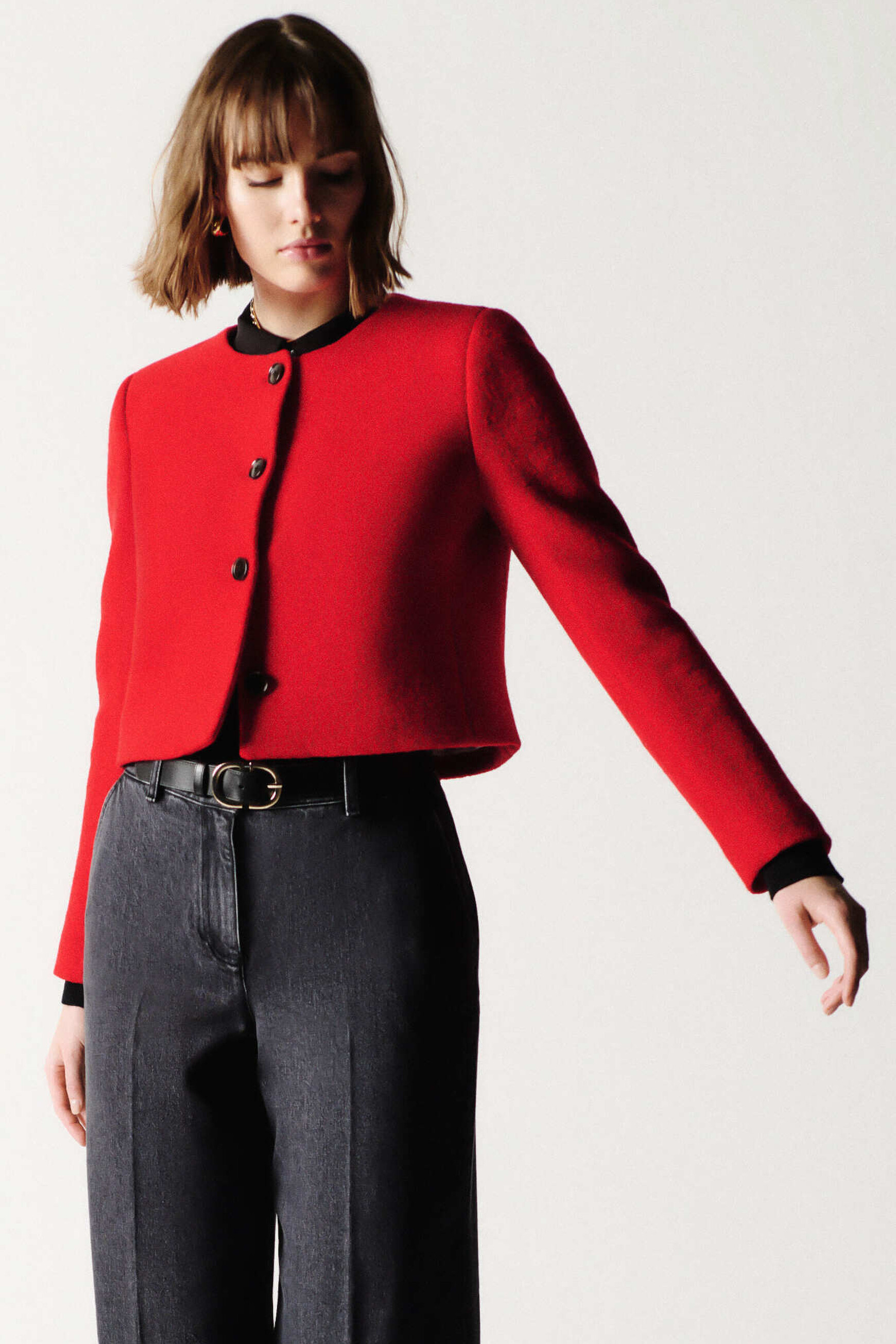 Veste Valmont 100% Laine Bouillie rouge femme